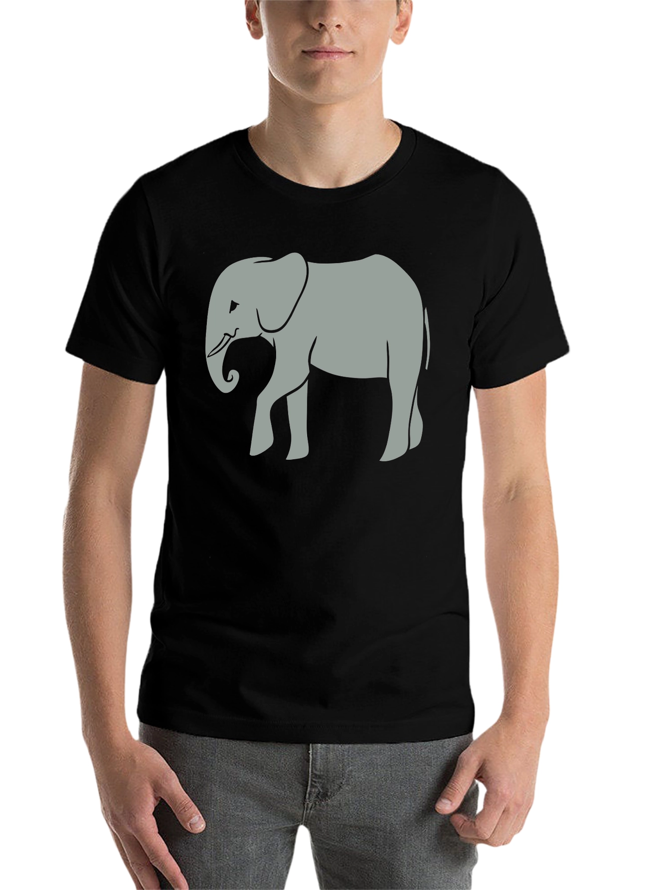 Black Elephant Graphic Tee - Unisex Black Cotton T-Shirt view 7