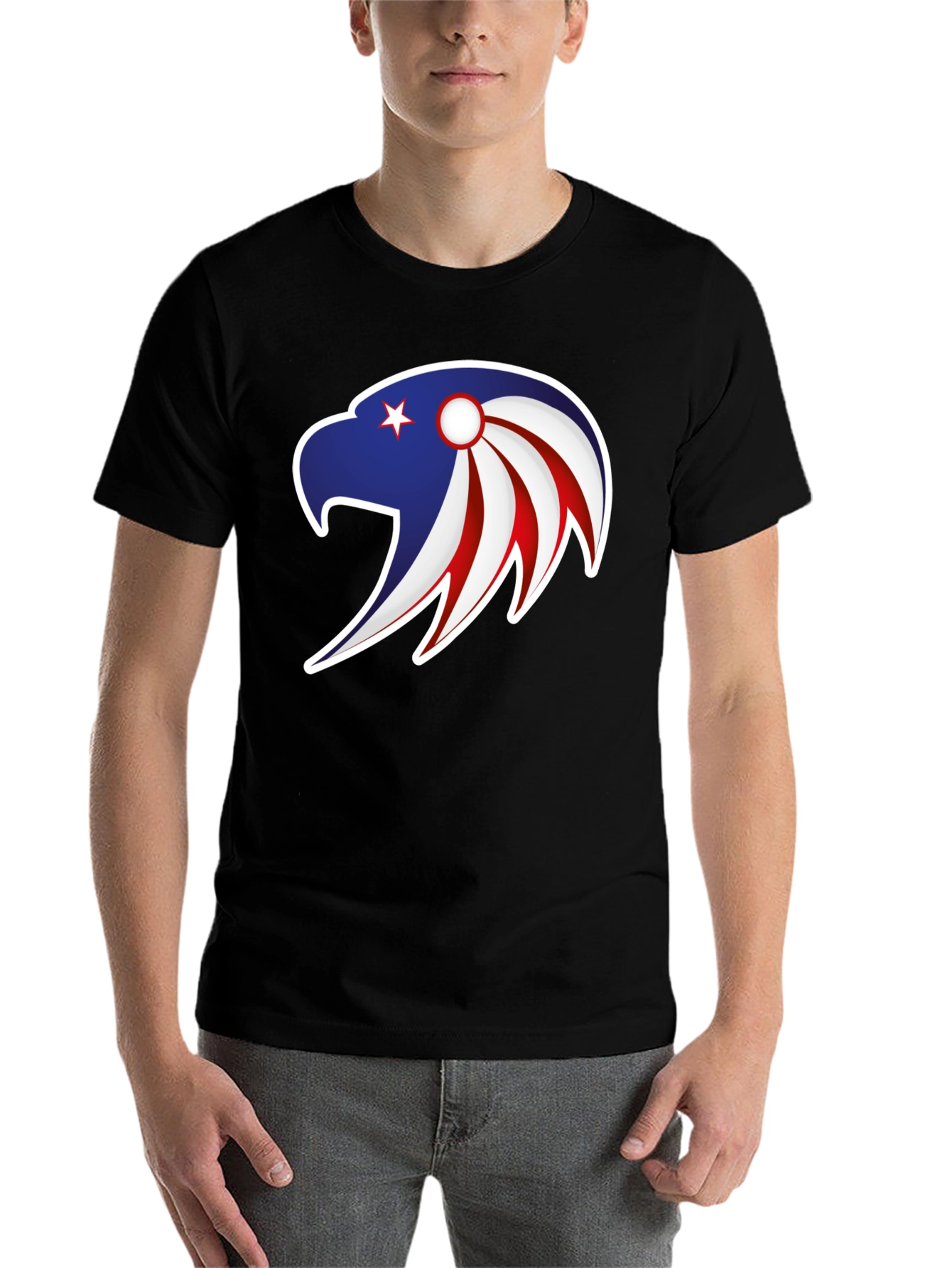 Patriotic Eagle Graphic Tee - Stylish Men's Black T-Shirt - 7