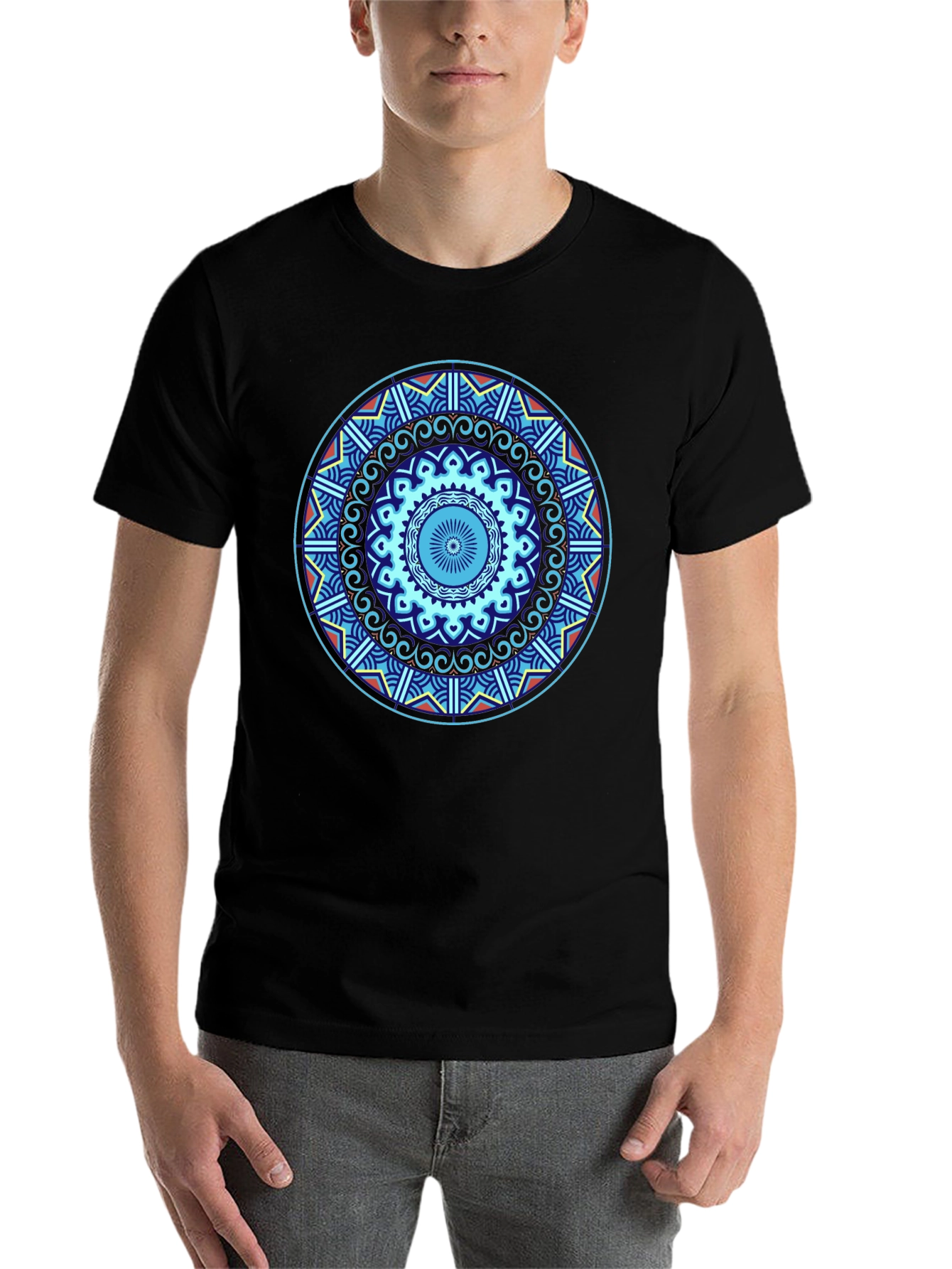Black Mandala Graphic Tee - Unique Geometric Design view 7