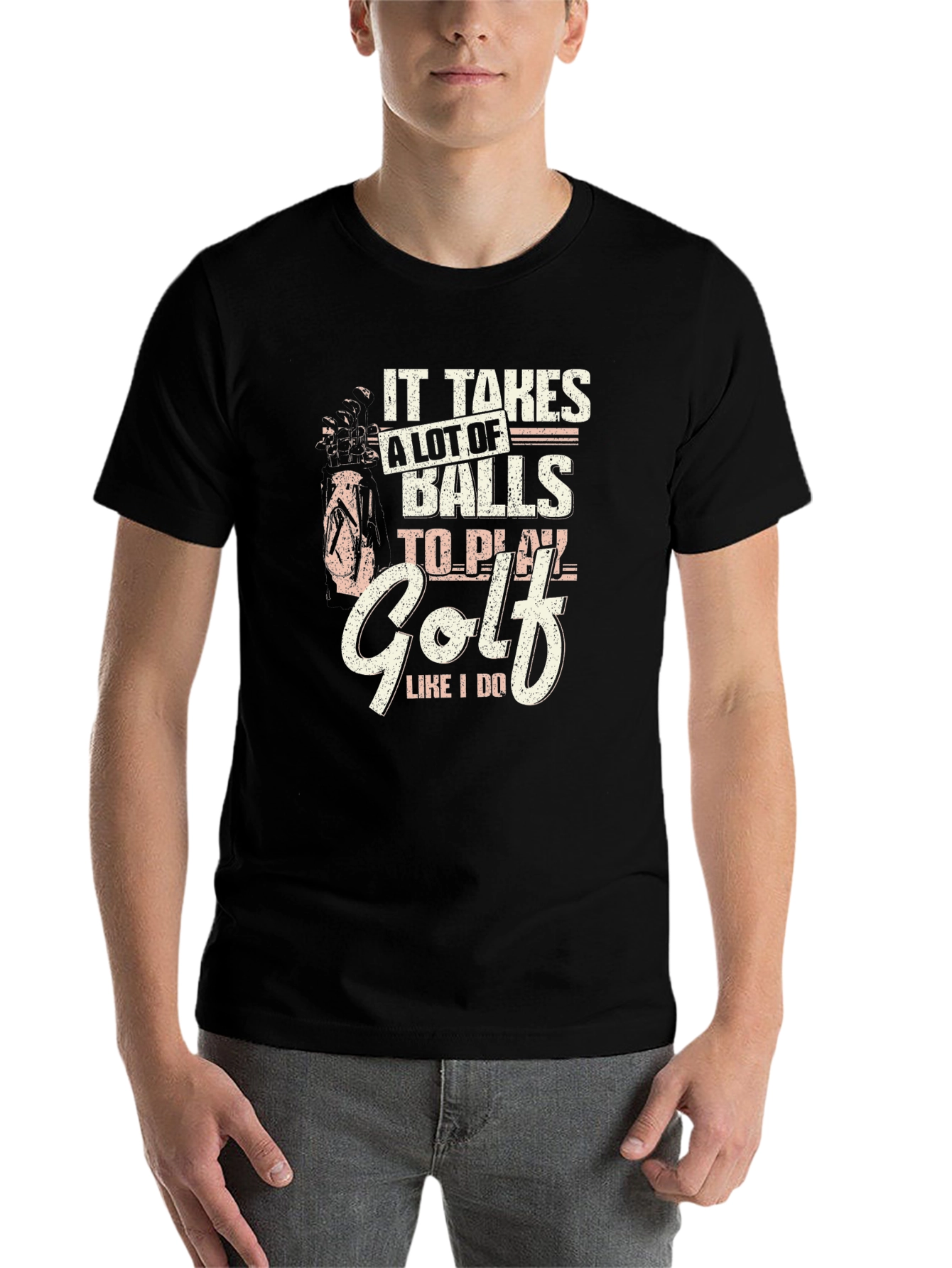 Black Funny Golf T-Shirt - It Takes Balls to Play view 7