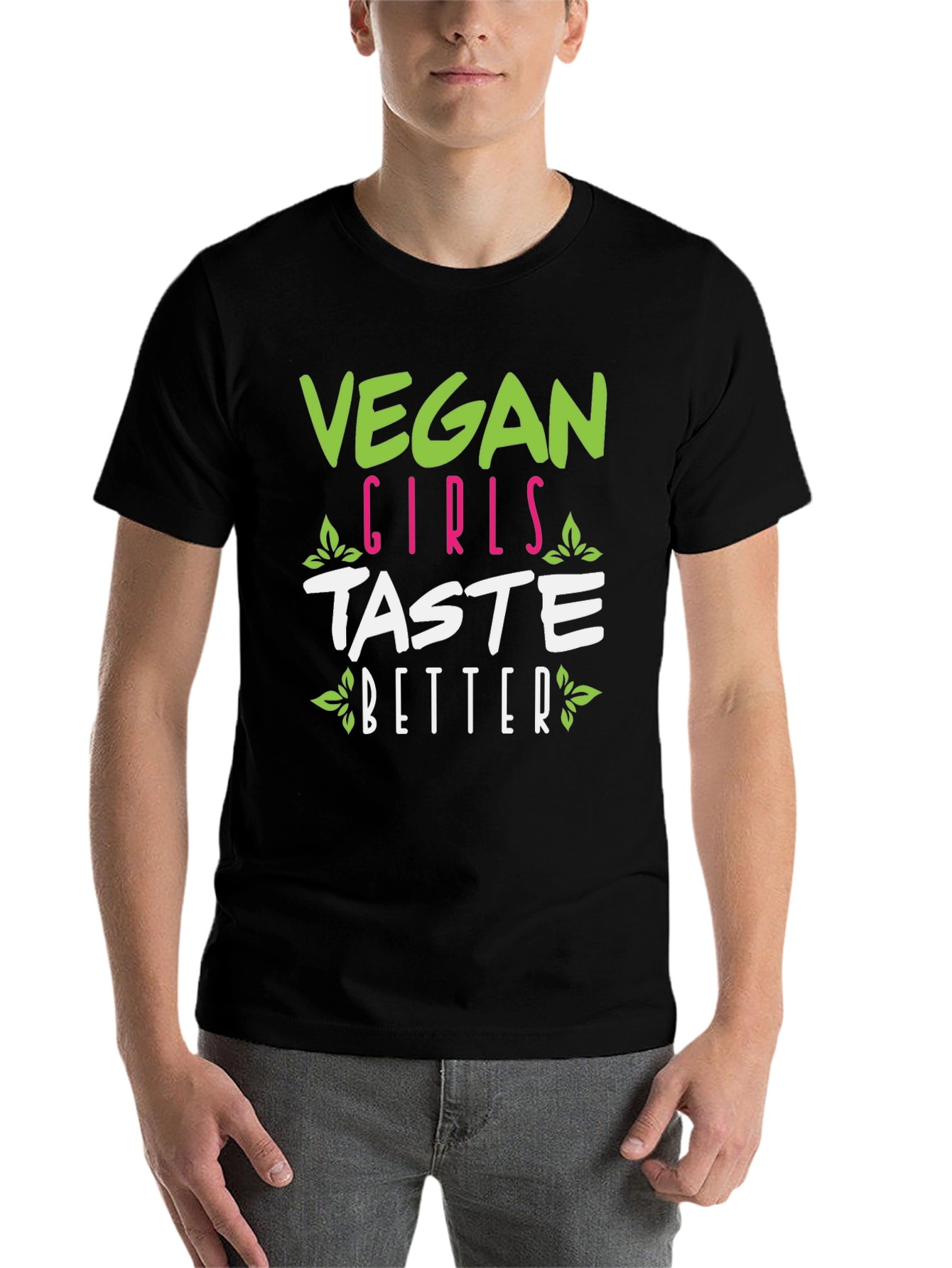 Black Vegan Girls Taste Better Graphic Tee view 7