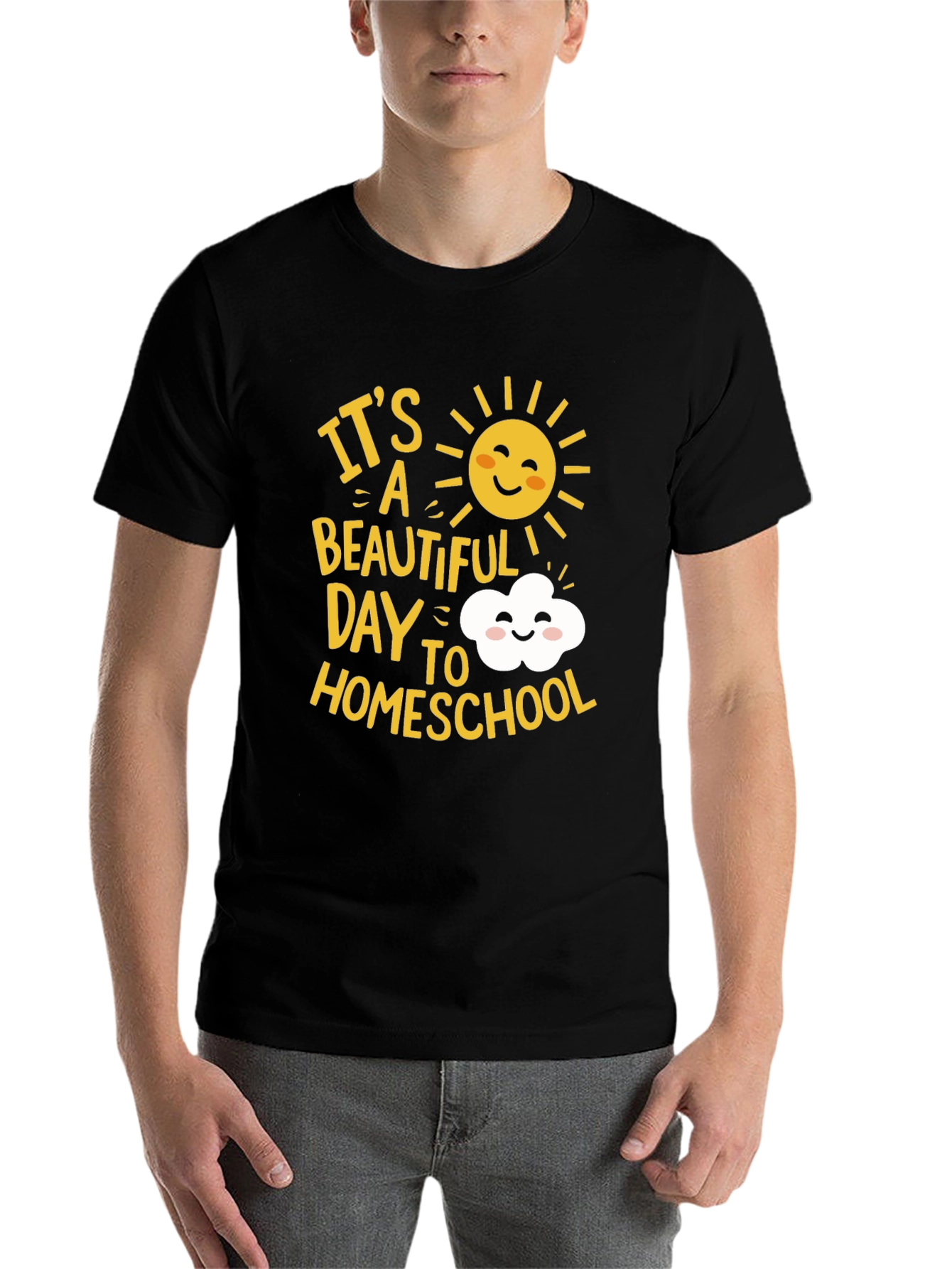 Black It's a Beautiful Day to Homeschool Graphic Tee view 7
