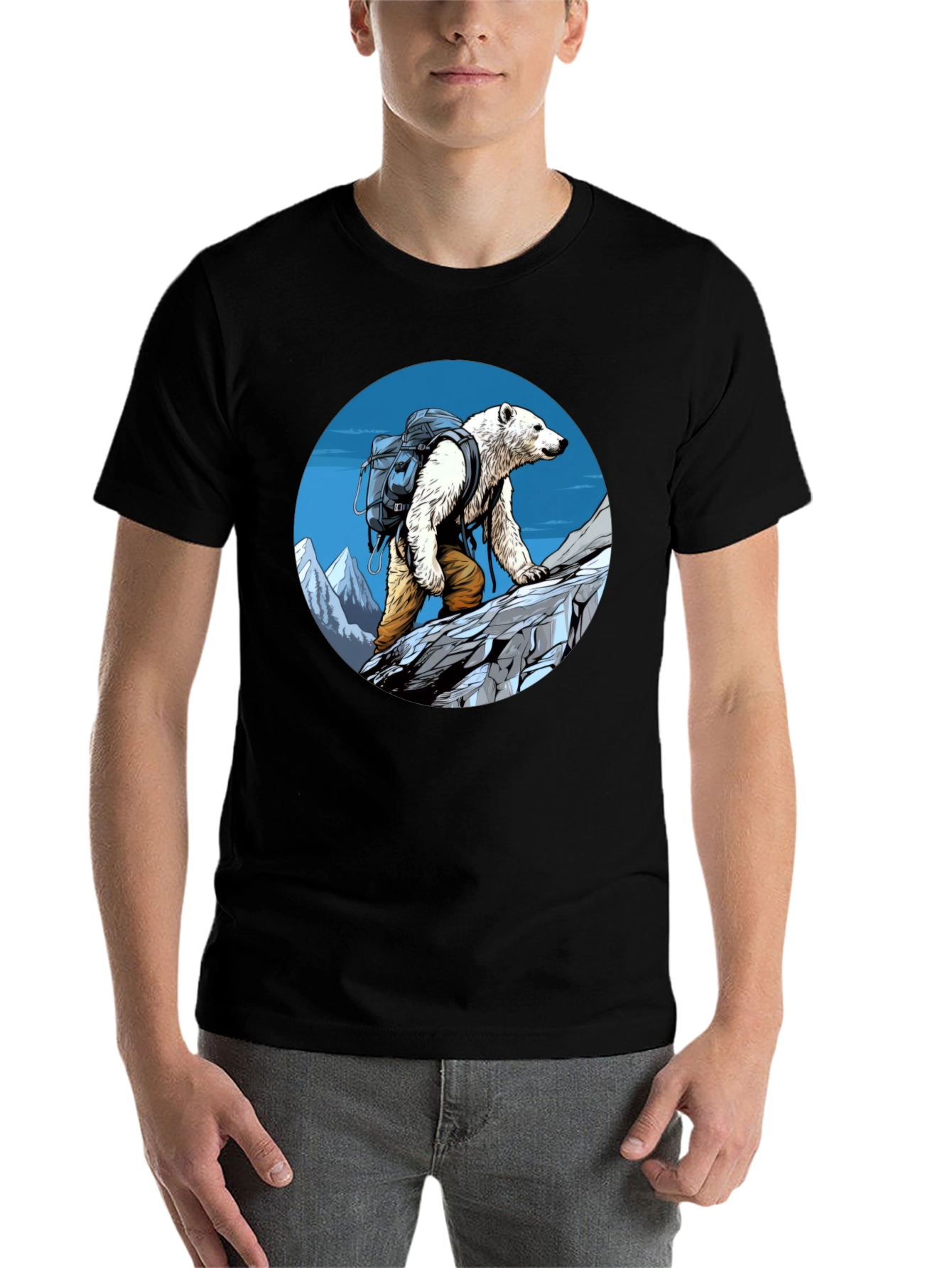 Black Polar Bear Hiking T-Shirt - Adventure Tee view 7