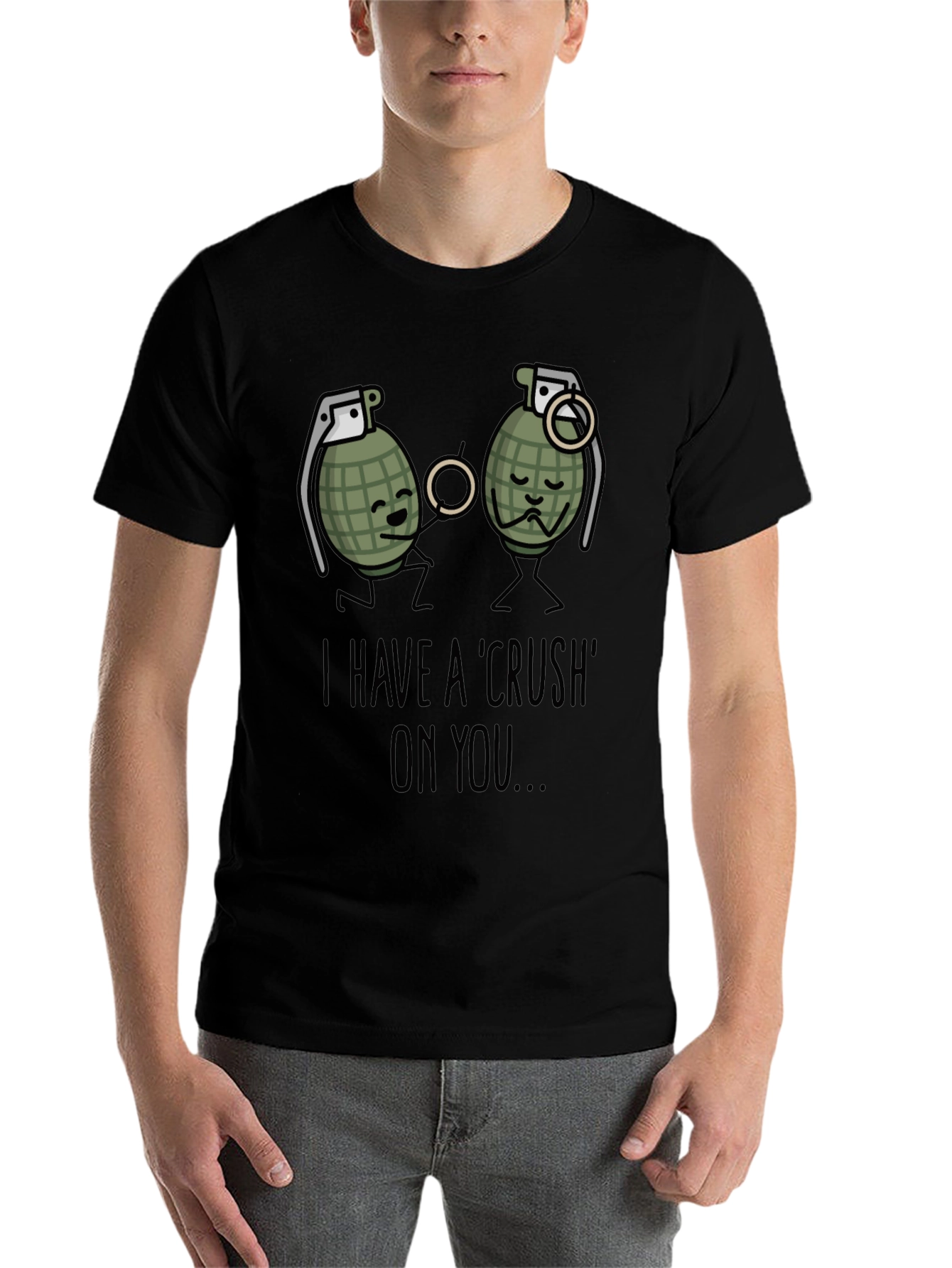 Black I Have A Crush On You T-Shirt Funny Grenade view 7