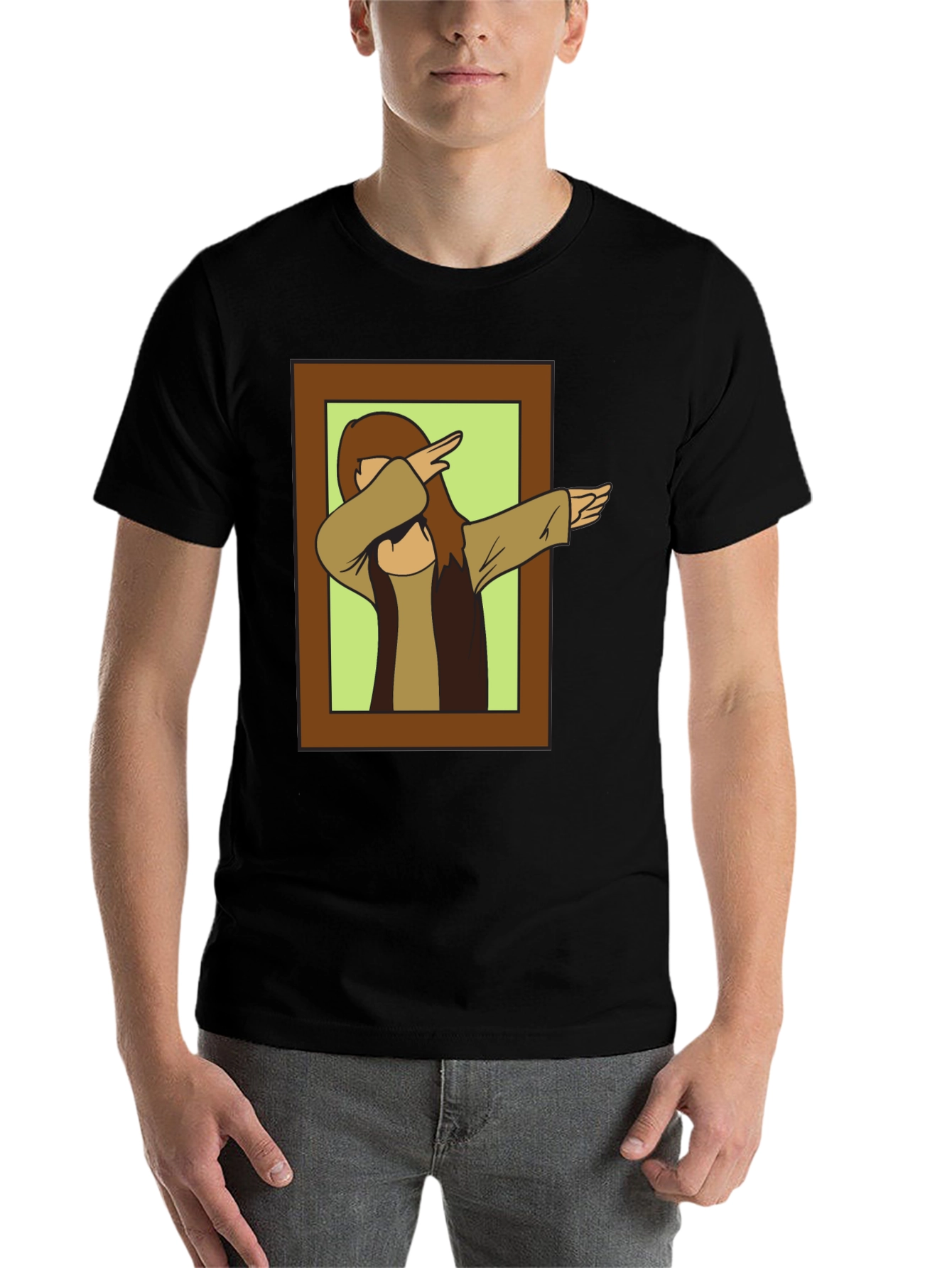 Black Dabbing Jesus Graphic Tee - Novelty Black T-Shirt view 7