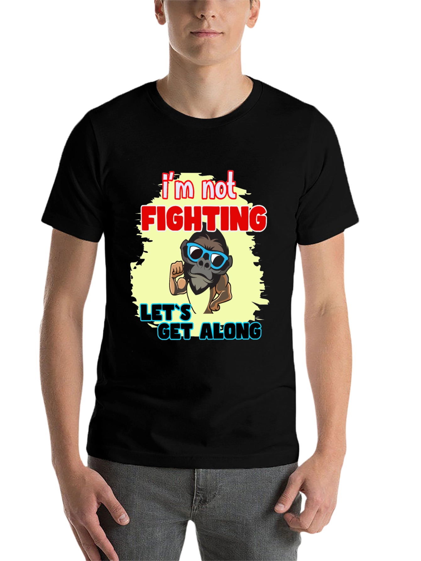 Black I'm Not Fighting - Let's Get Along Graphic Tee view 7
