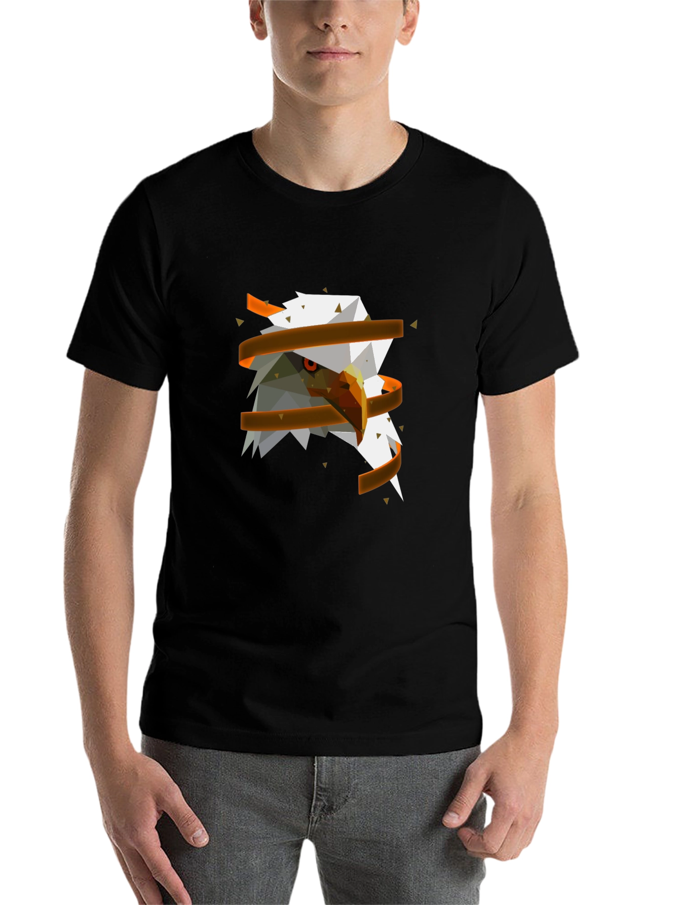 Black Geometric Eagle Graphic Tee - Modern Style view 7
