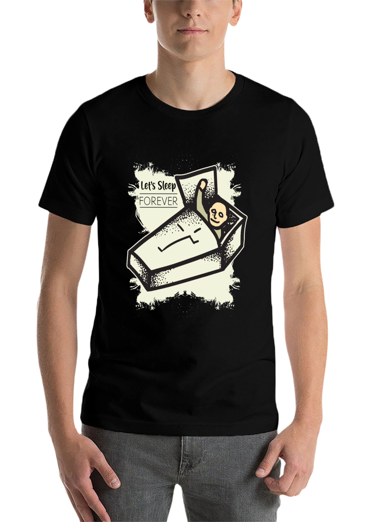 Black Let's Sleep Forever Graphic Tee view 7