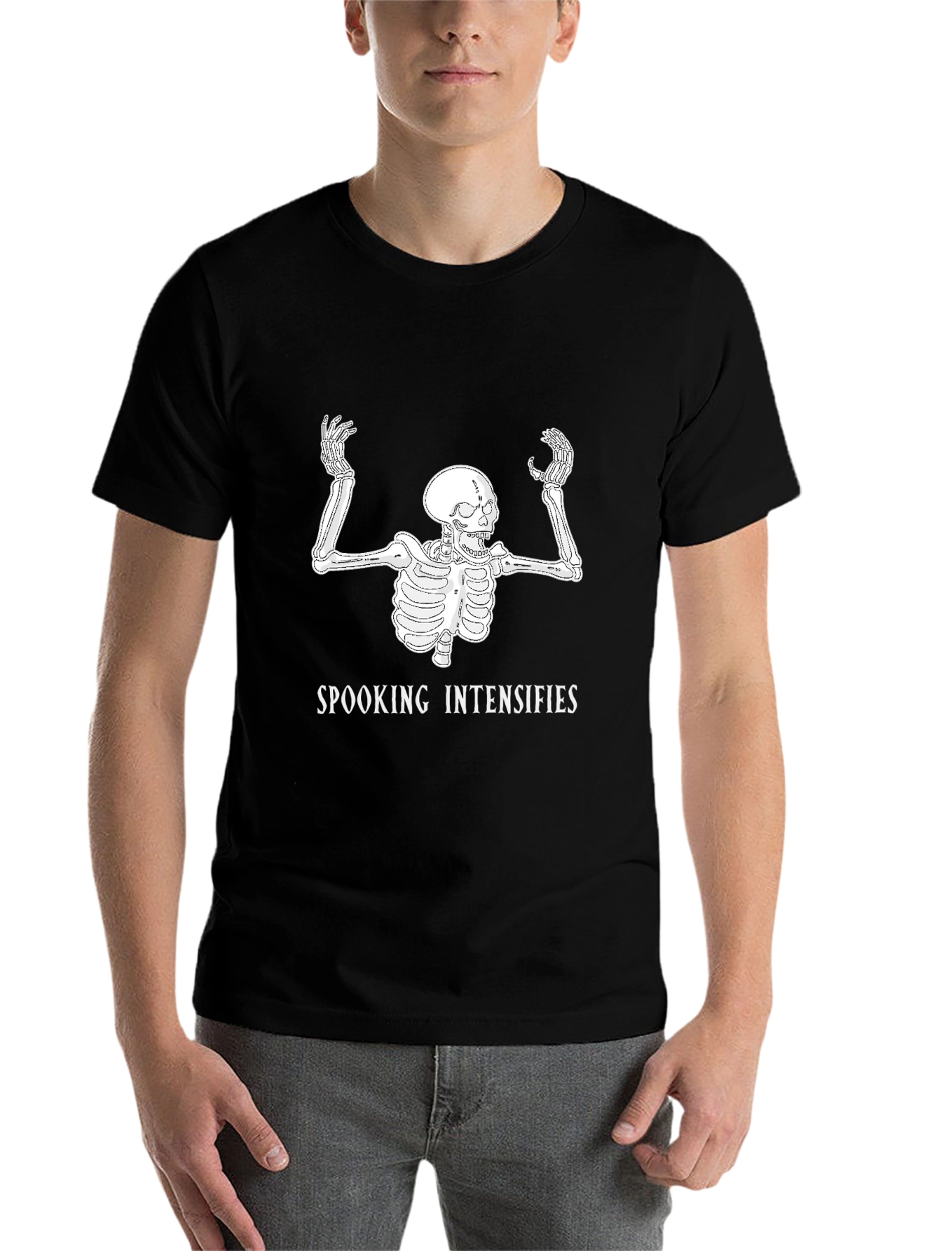 Black Spooking Intensifies Skeleton Graphic T-Shirt view 7