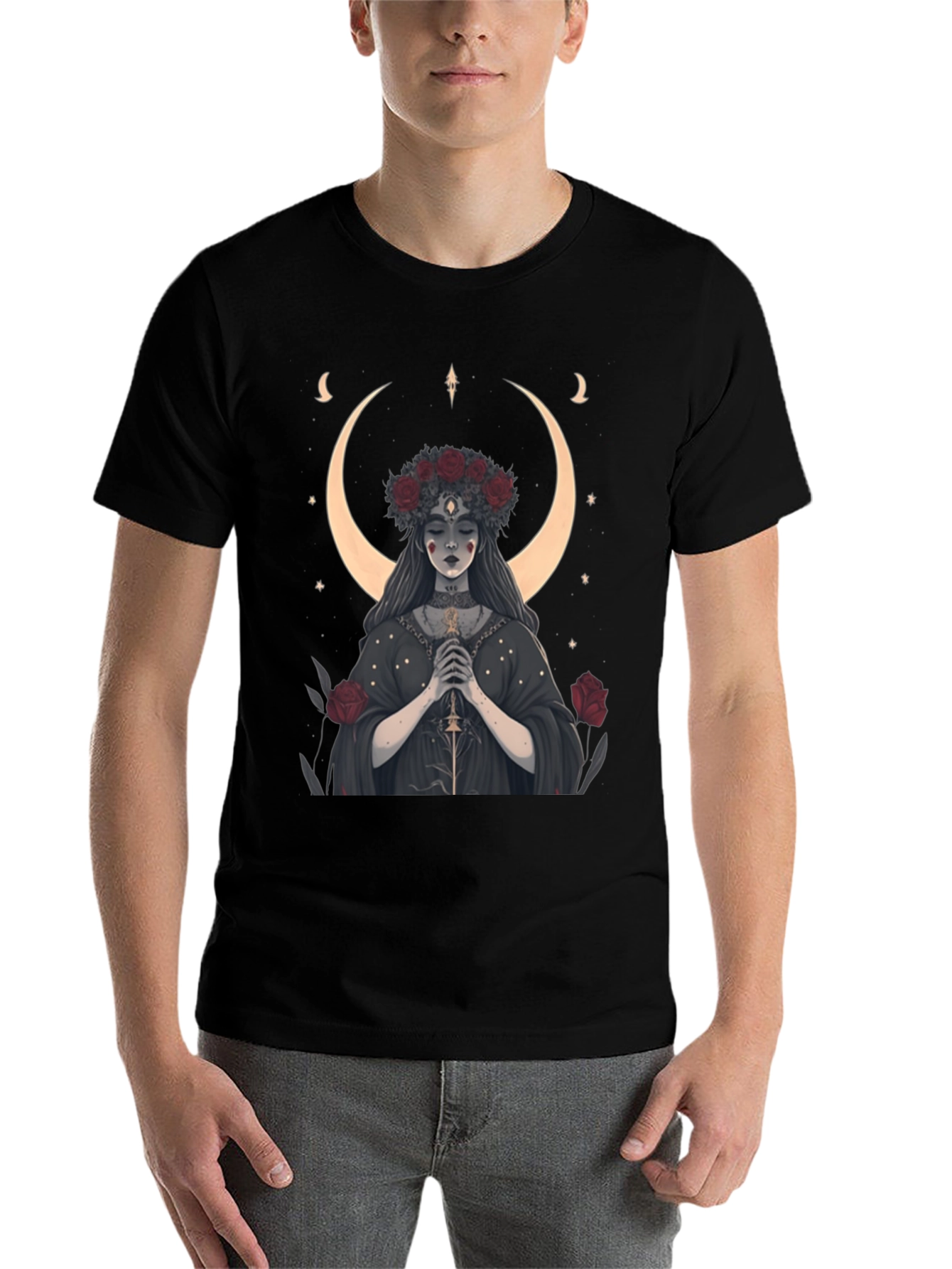Black Mystic Moon Goddess Graphic Tee view 7