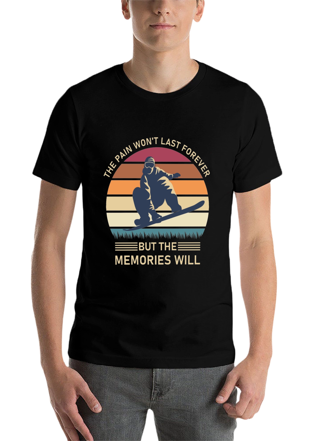 Black Snowboard Memories Graphic T-Shirt view 7