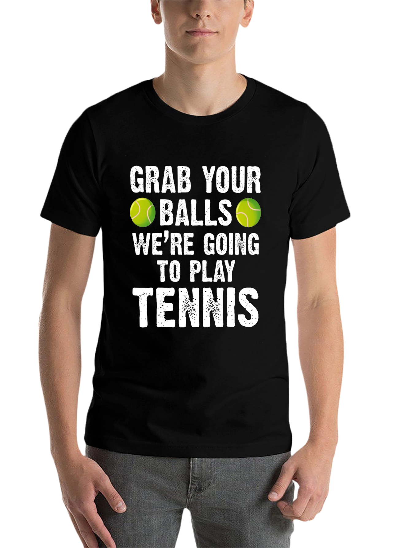 Black Funny Tennis T-Shirt: Grab Your Balls view 7