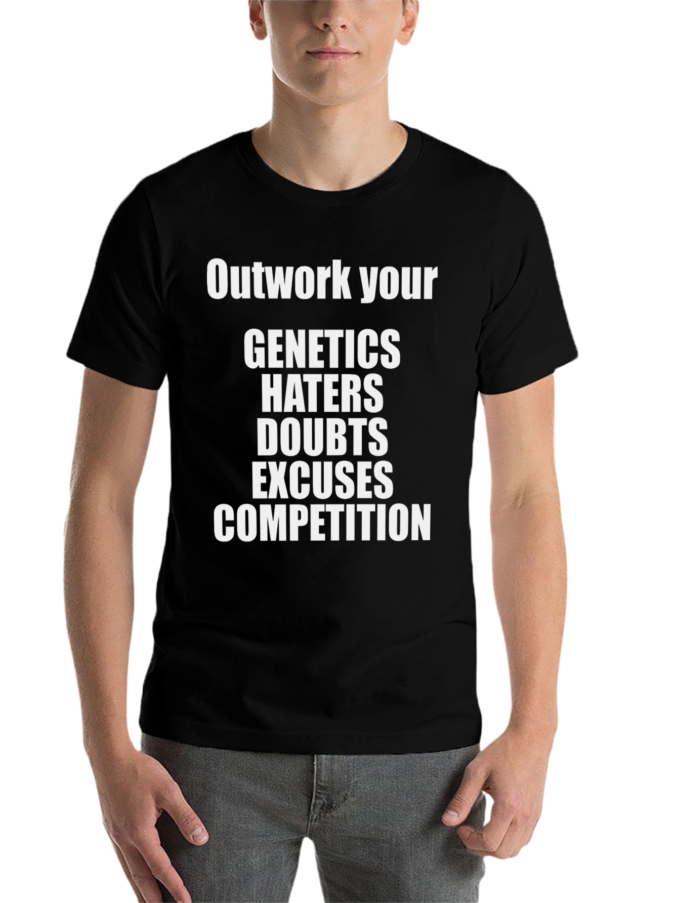 Black Motivational Graphic Tee - Outwork Your Competition view 7