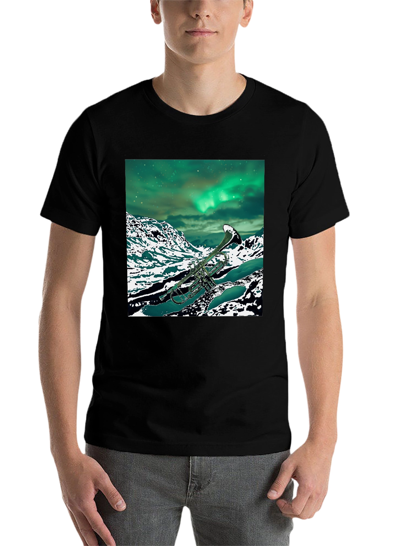 Black Trumpet Aurora Borealis T-Shirt view 7