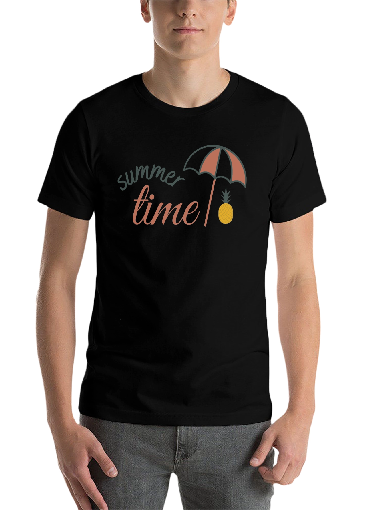 Black Summer Time Graphic Tee - Unisex Black T-Shirt view 7