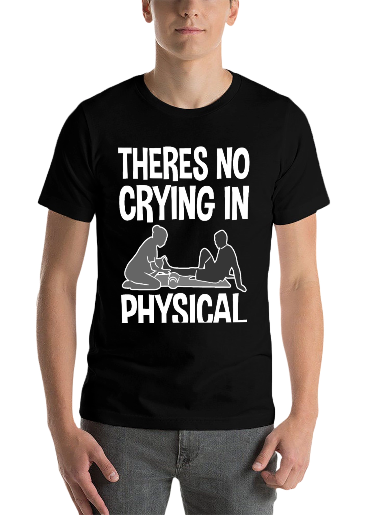 Black Theres No Crying In Physical Therapy T-Shirt view 7