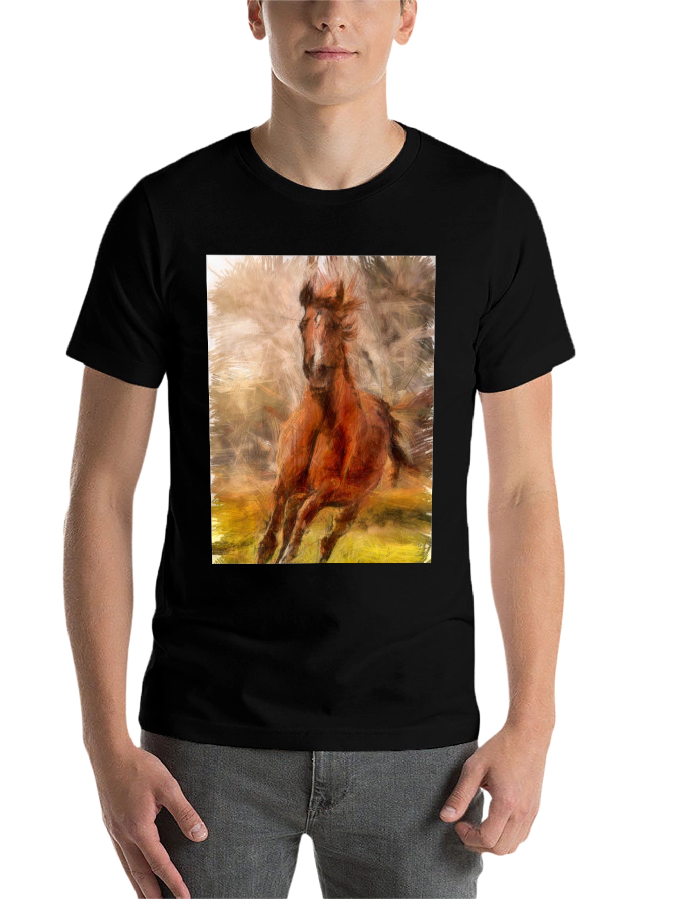 Black Horse Graphic Black T-Shirt view 7