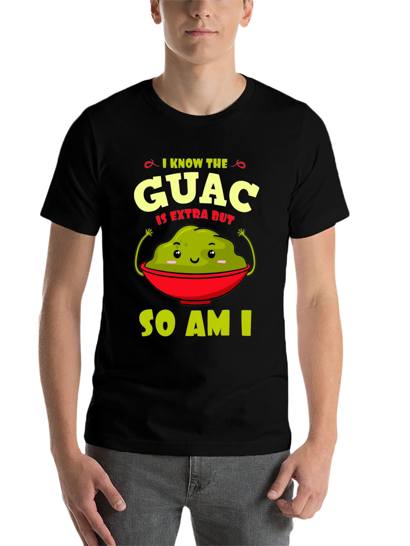 Black Guac Is Extra Graphic Tee - Funny Avocado T-Shirt view 7