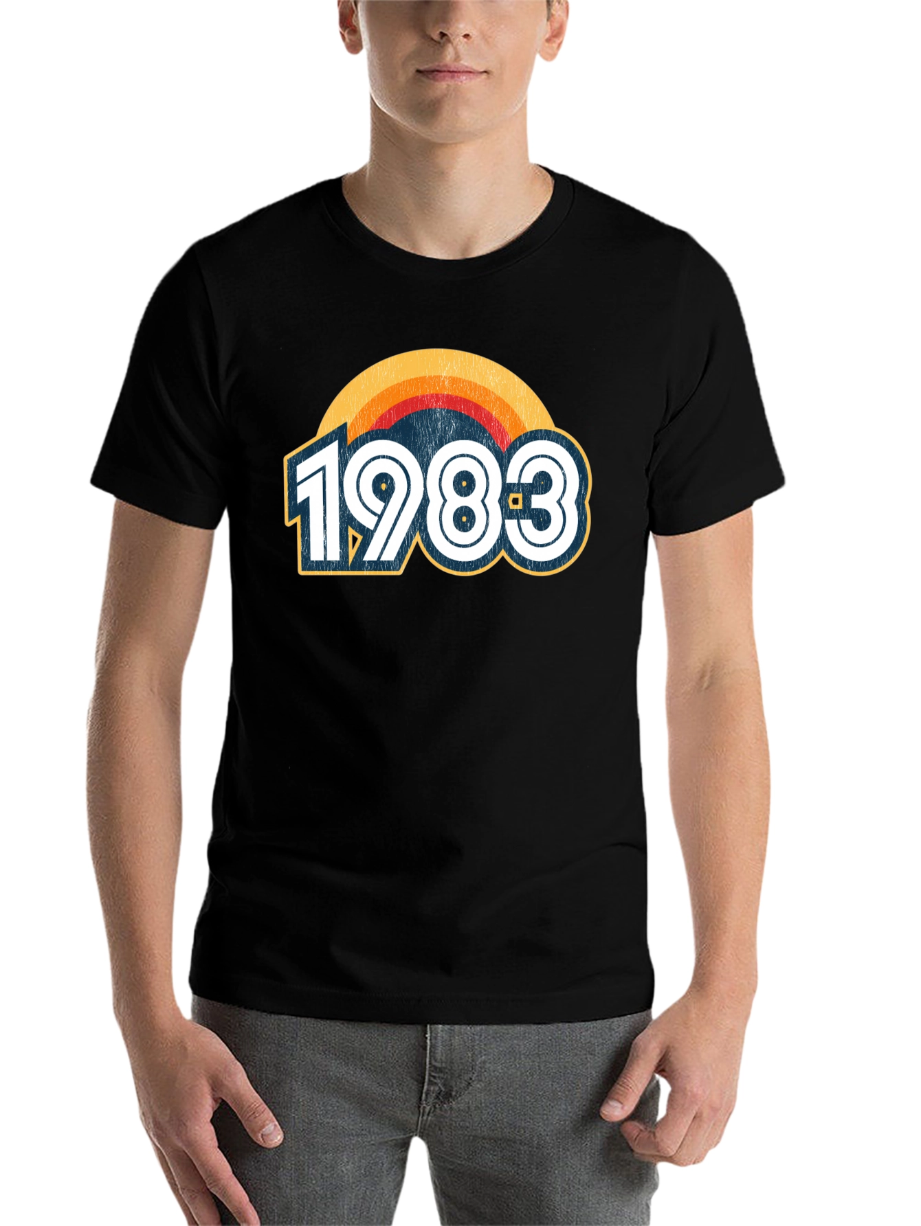 Black Vintage 1983 Graphic Tee - Retro Birthday Shirt view 7