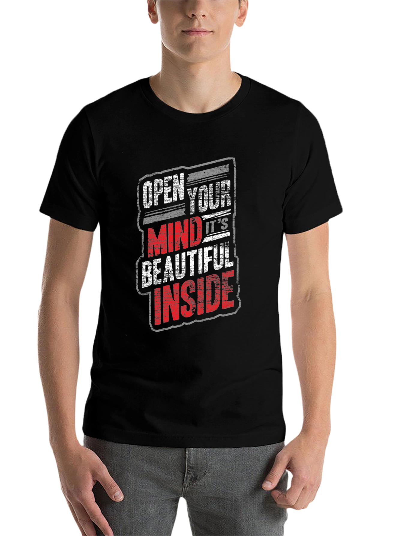 Black Open Your Mind Graphic Tee - Trendy Black T-Shirt view 7