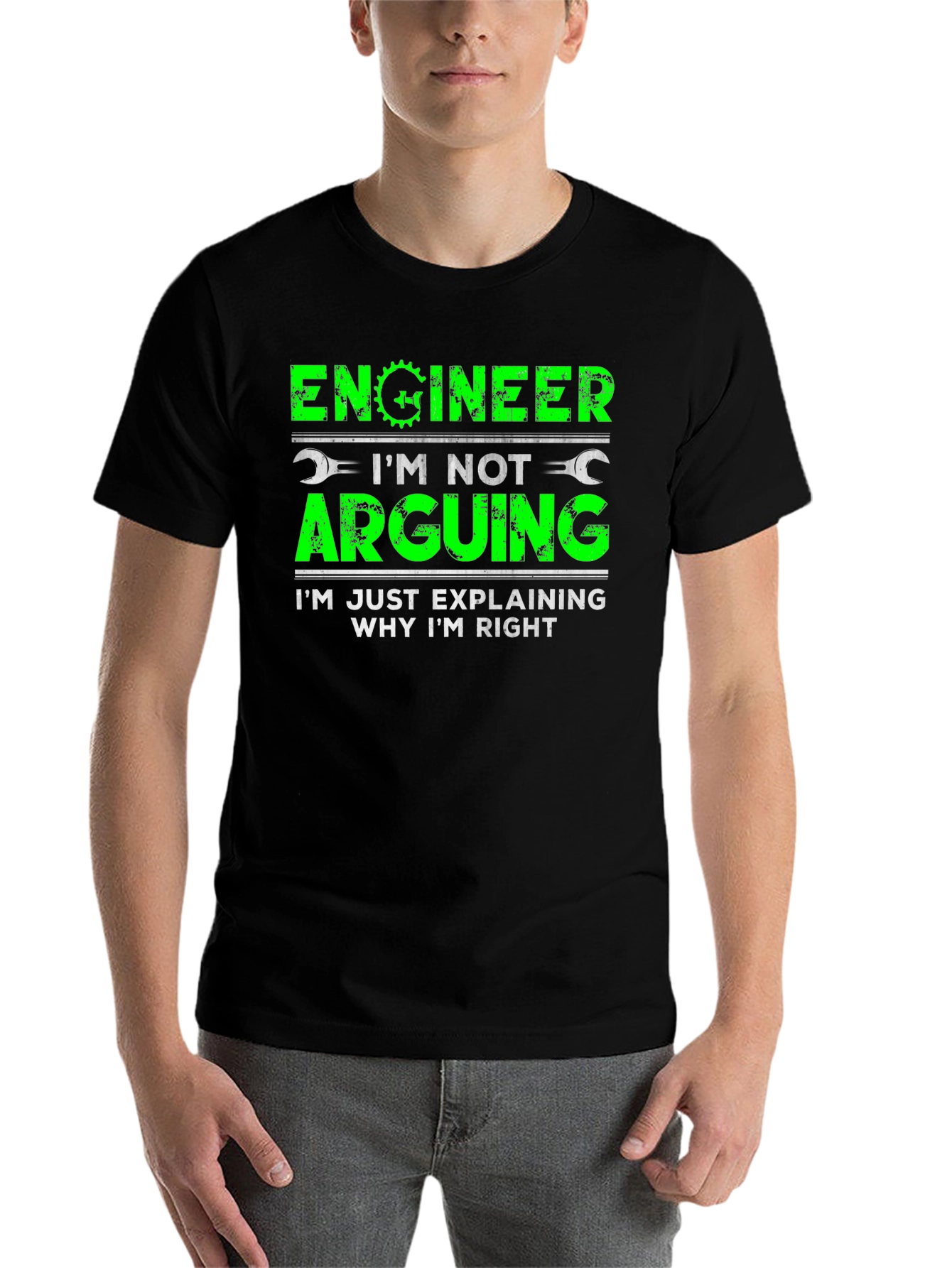 Black Engineer Arguing Funny T-Shirt view 7