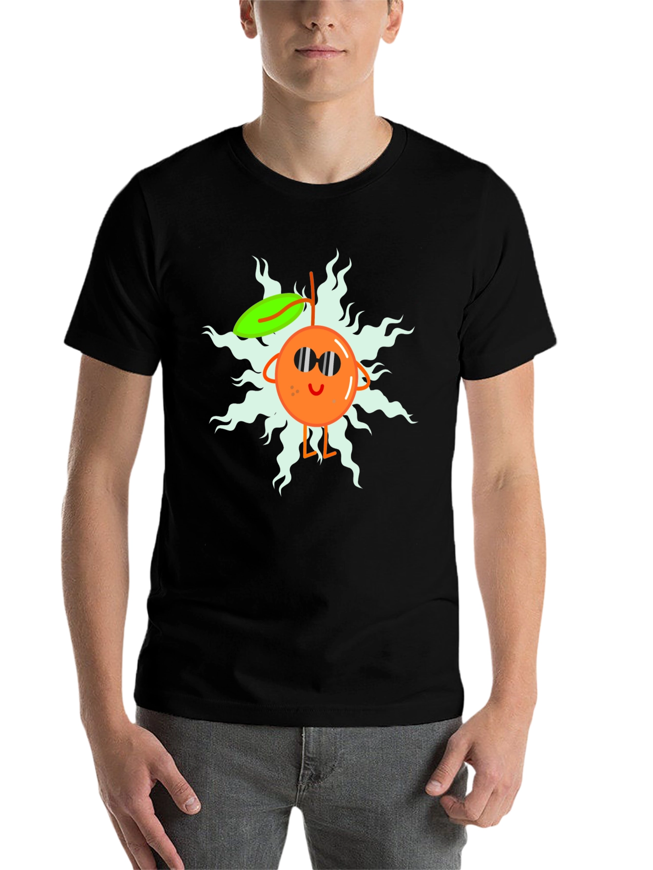 Black Cool Orange Cartoon T-Shirt view 7