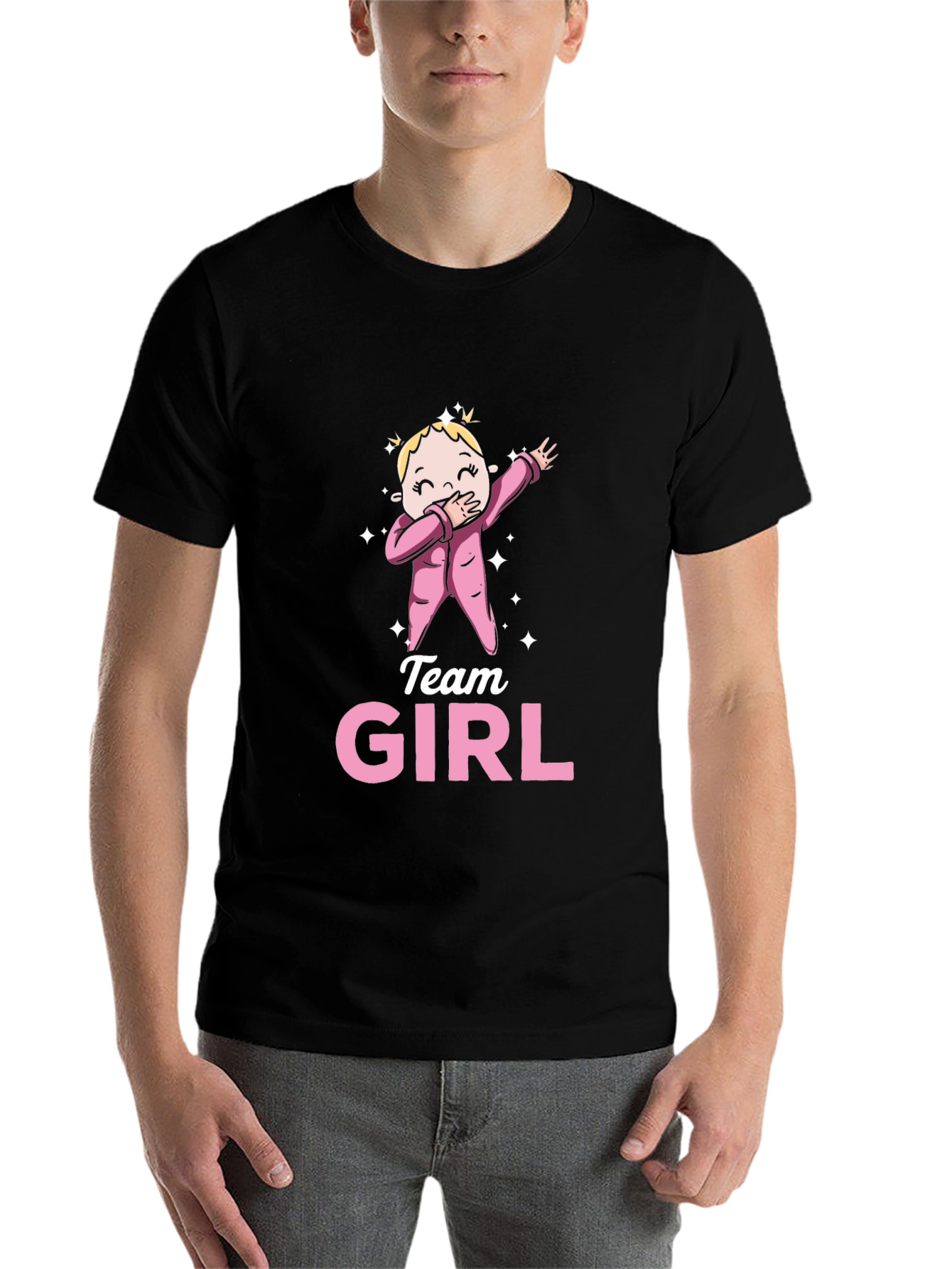 Black Team Girl Gender Reveal T-Shirt view 7