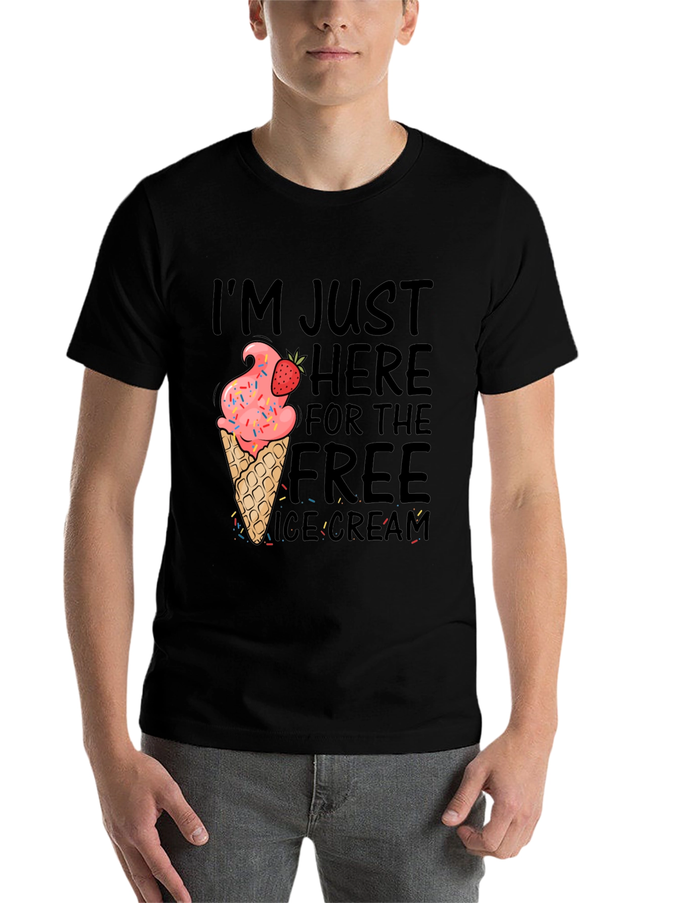 Black Free Ice Cream T-Shirt Funny Novelty Graphic Tee view 7