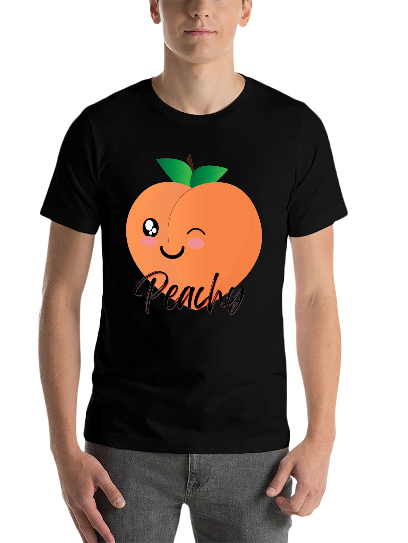 Black Cute Peachy Graphic T-Shirt - Unisex Black Tee view 7