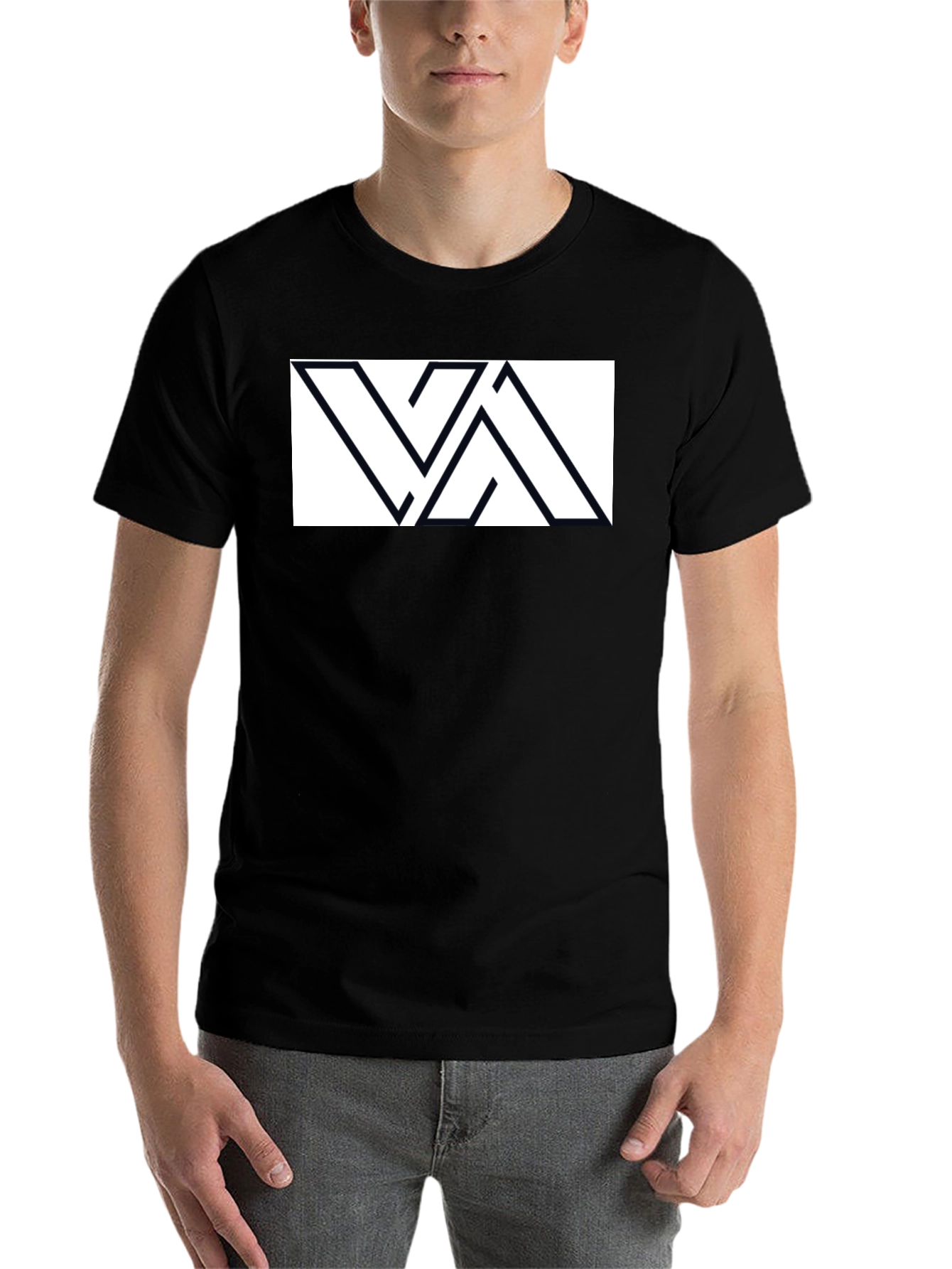 Black Geometric Graphic Tee - Black Casual Style view 7