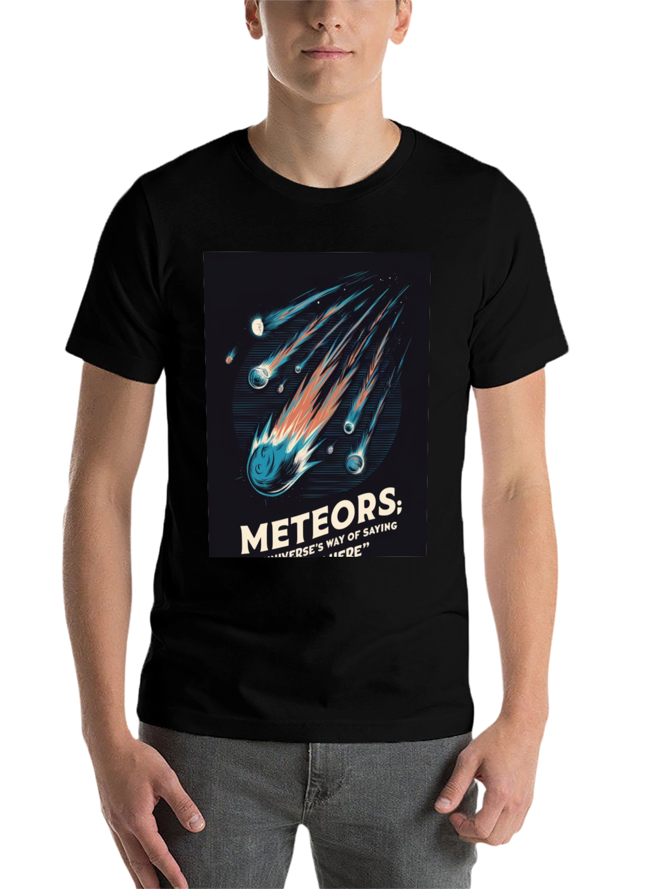 Black Meteor Shower Graphic Tee - Space Lover T-Shirt view 7