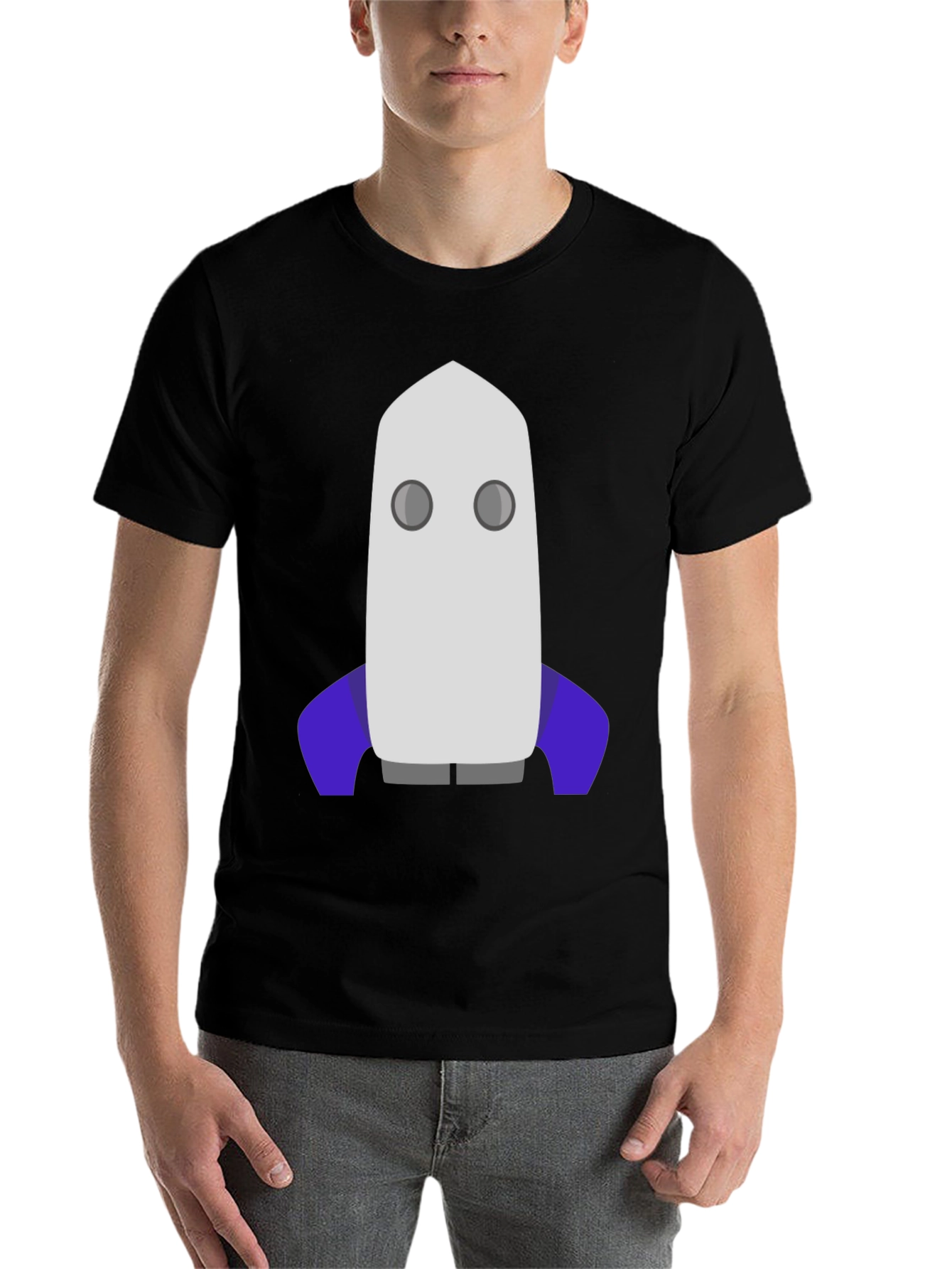 Black Rocket T-Shirt - Black Cotton Graphic Tee view 7