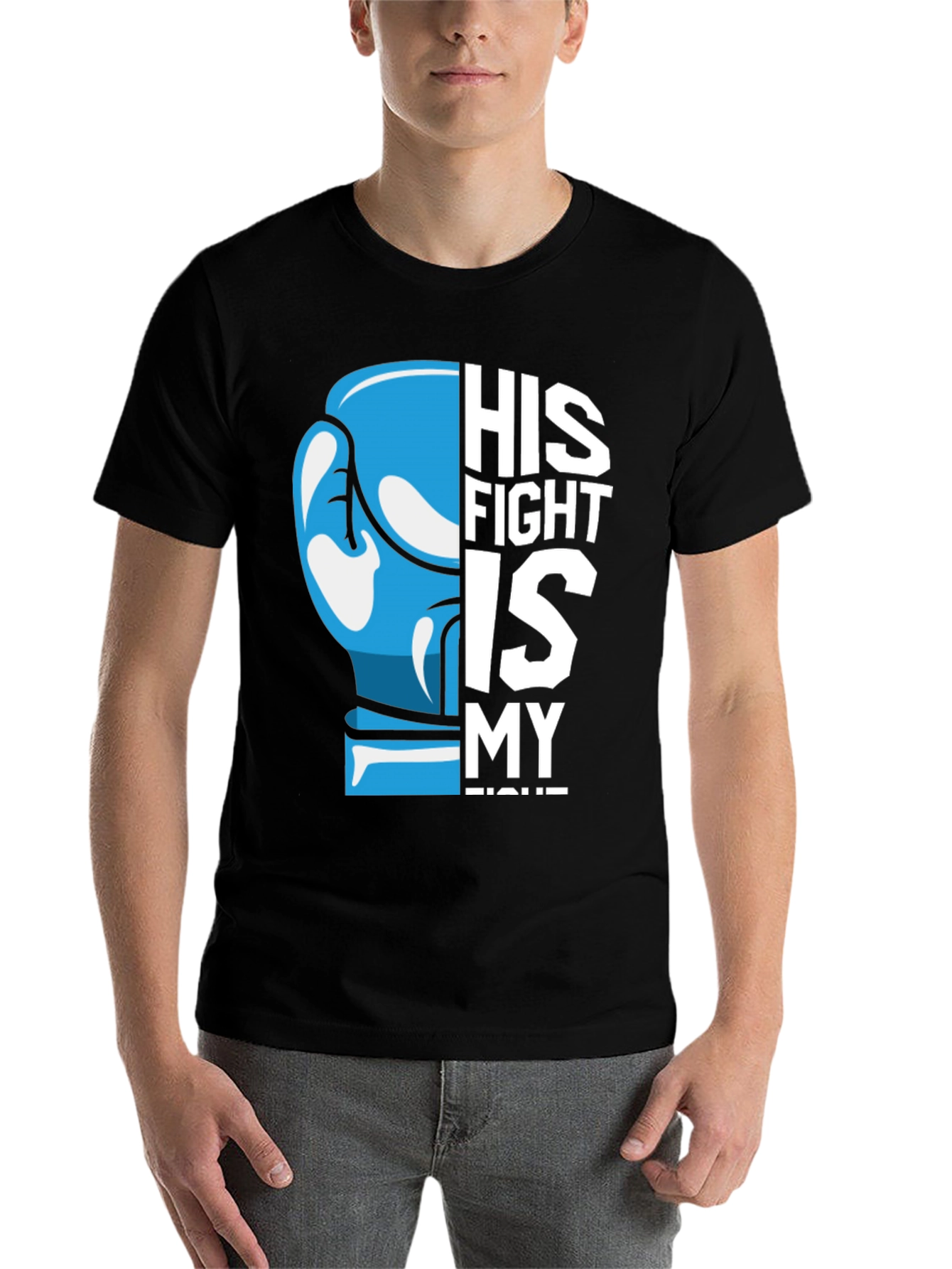 Black His Fight is My Fight T-Shirt - Support Awareness view 7