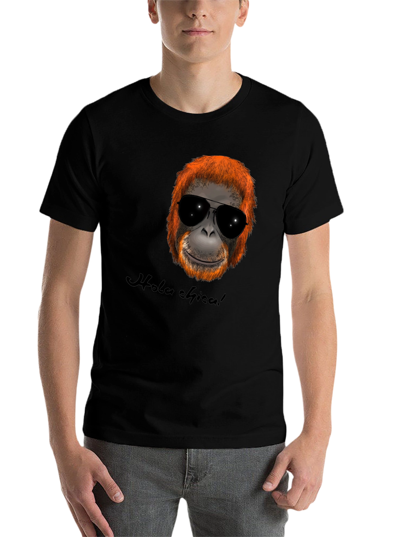 Black Cool Orangutan Sunglasses T-Shirt - Hola Chica! view 7