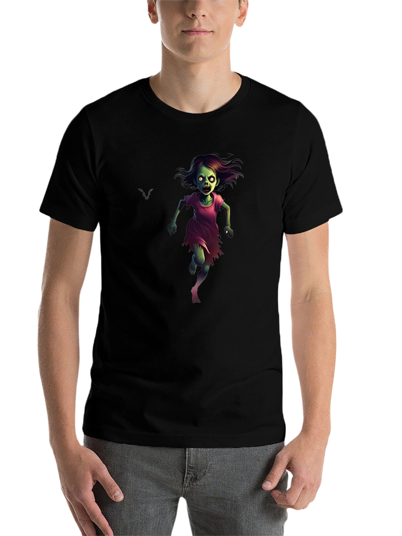 Black Zombie Girl Graphic Tee - Halloween Apparel view 7