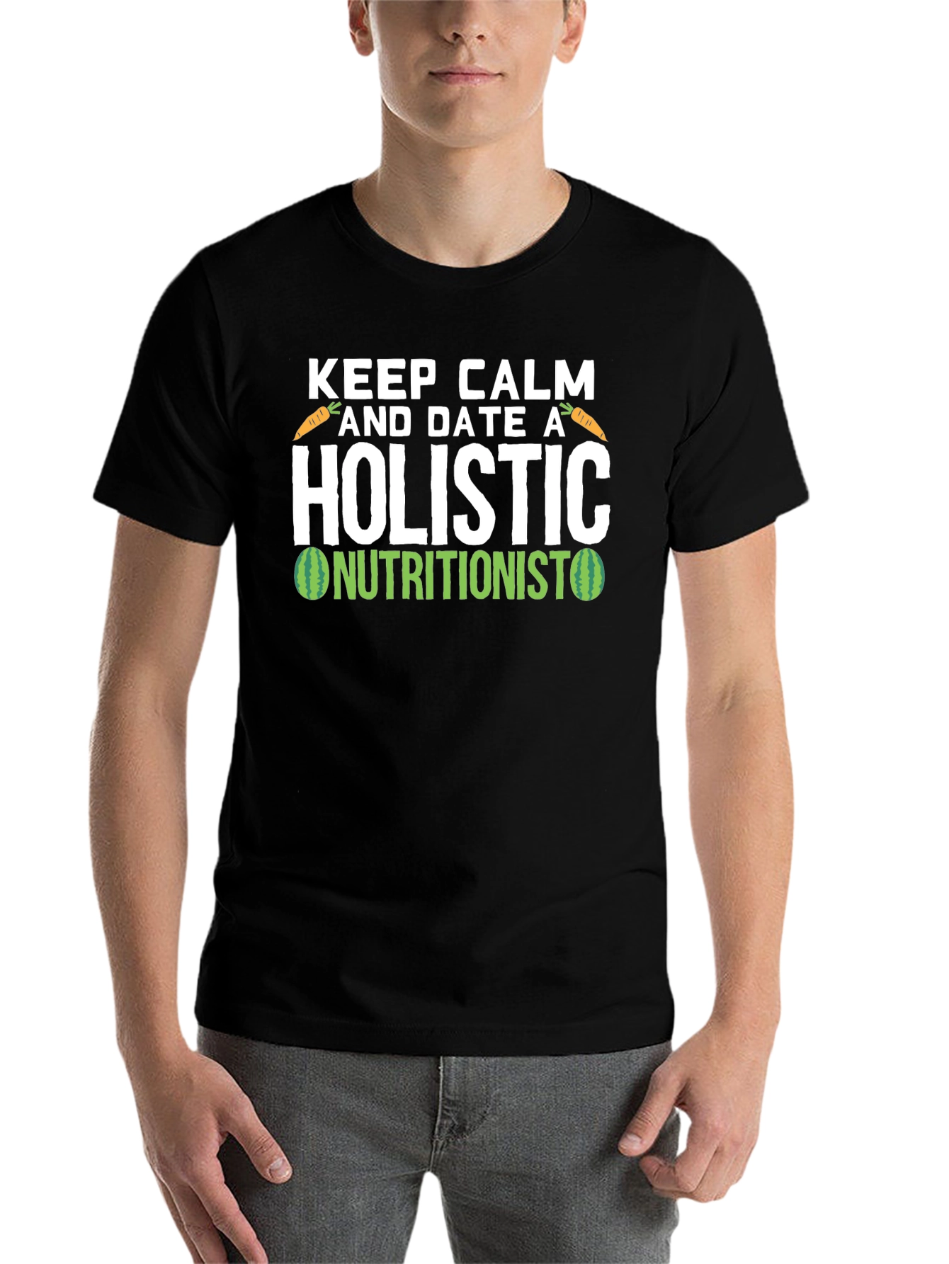 Black Holistic Nutritionist T-Shirt - Keep Calm and Date One view 7