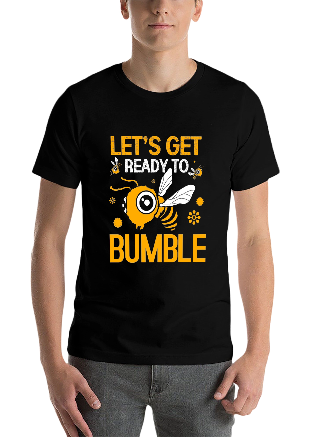 Black Let's Get Ready to Bumble Funny Bee T-Shirt view 7