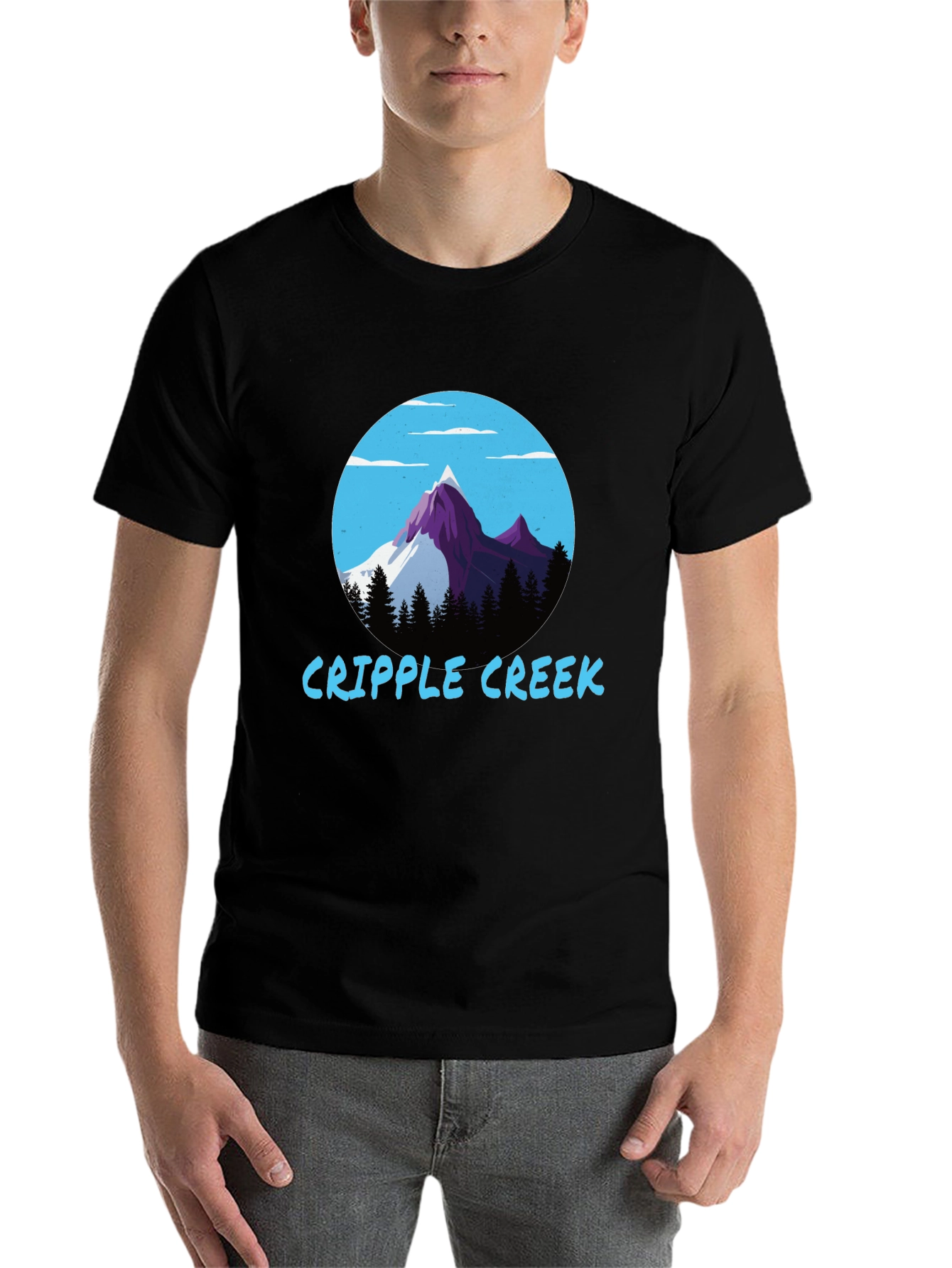 Black Cripple Creek Graphic Tee - Mountain Scene view 7