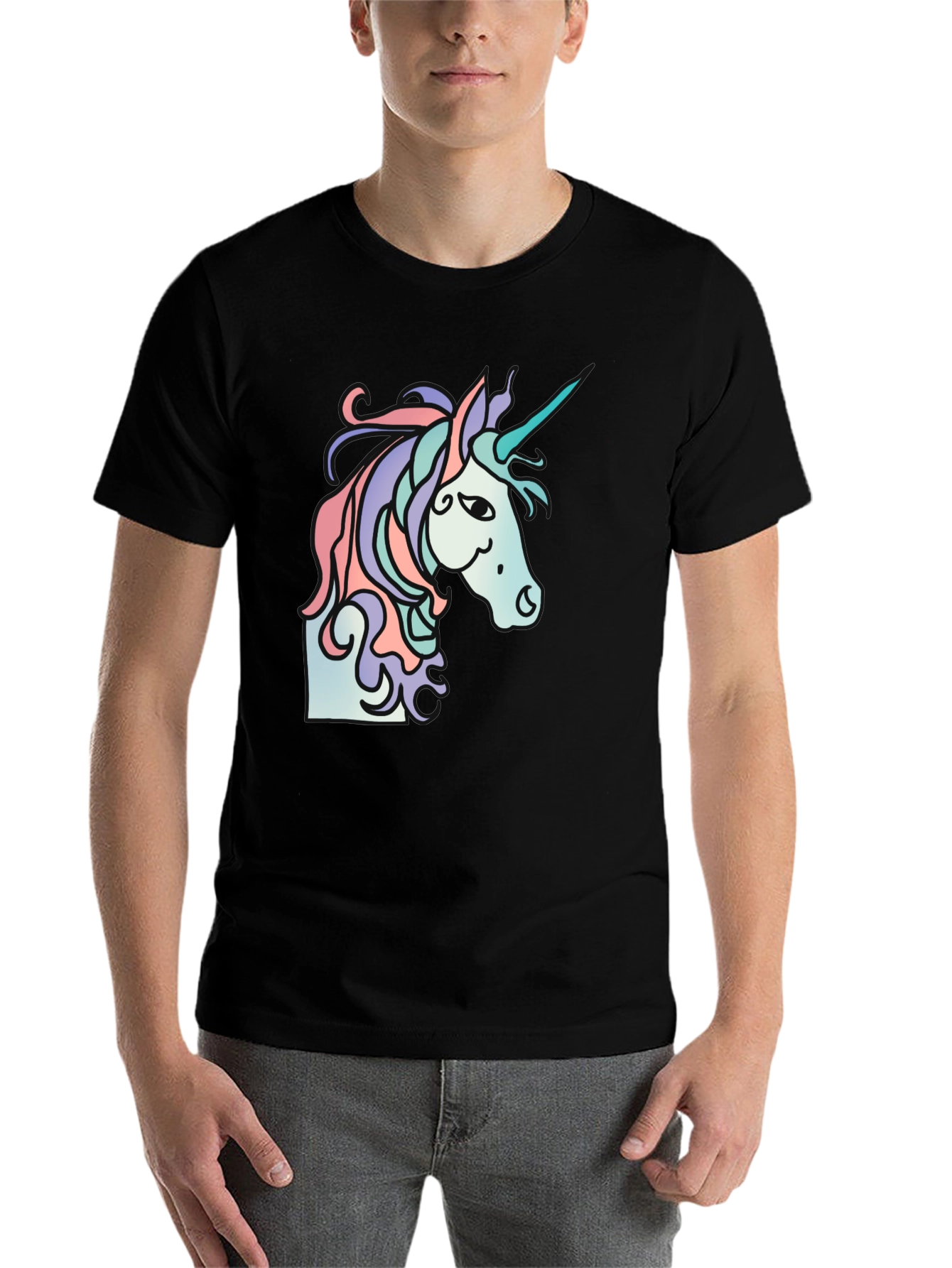 Black Unicorn Graphic Tee - Black Casual T-Shirt view 7