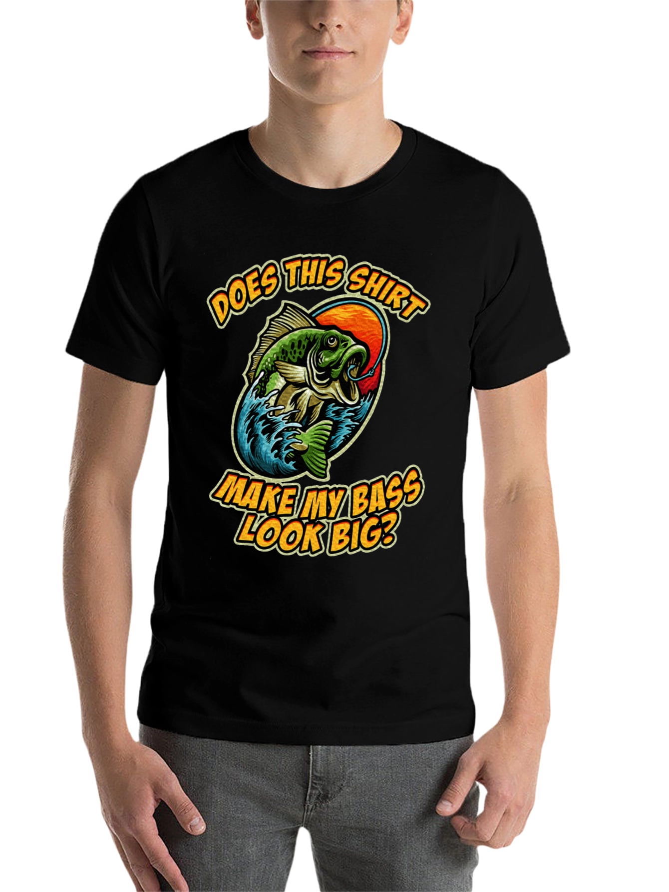 Black Funny Fishing T-Shirt - Make My Bass Look Big? view 7