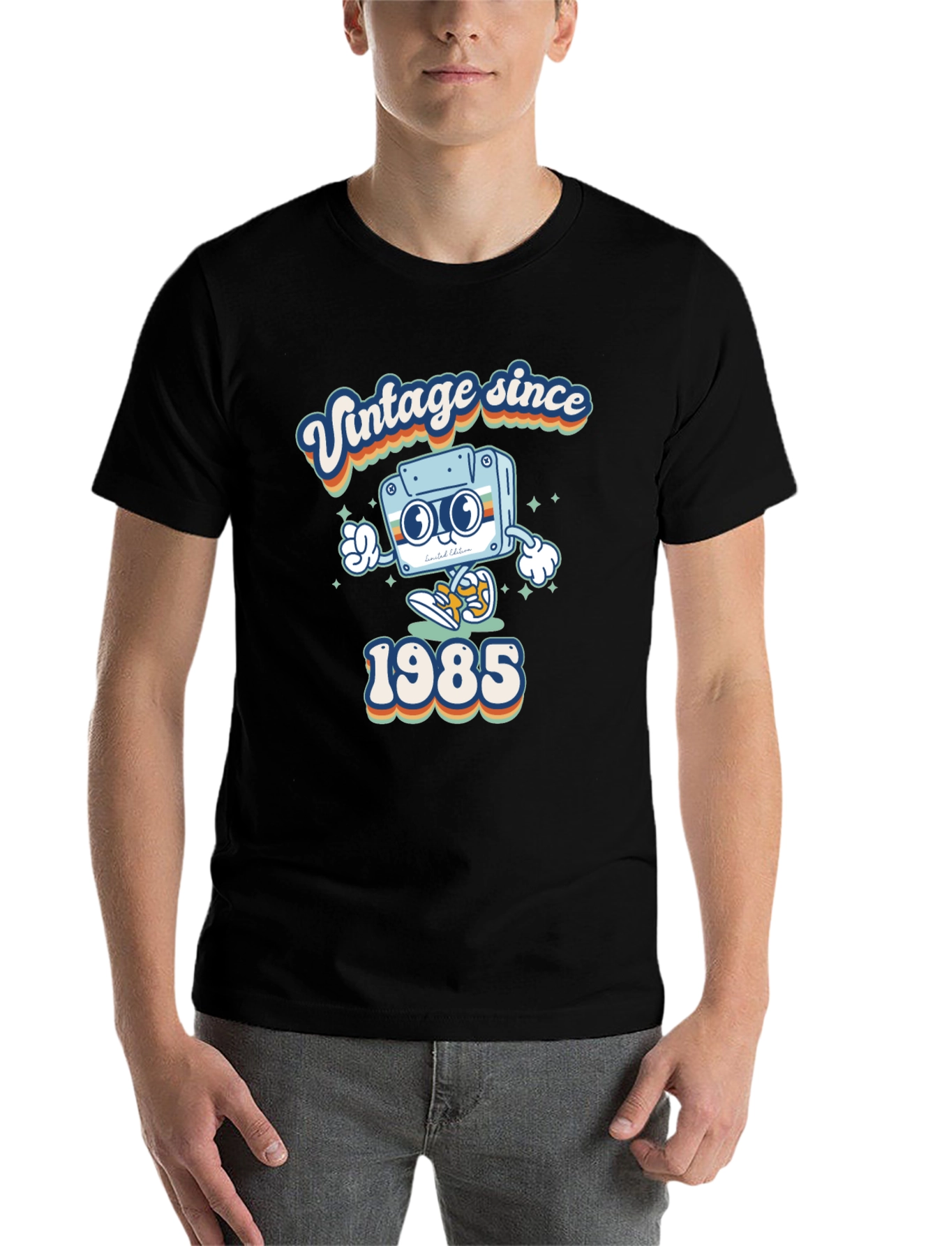 Black Vintage Since 1985 T-Shirt Retro Cassette Graphic Tee view 7