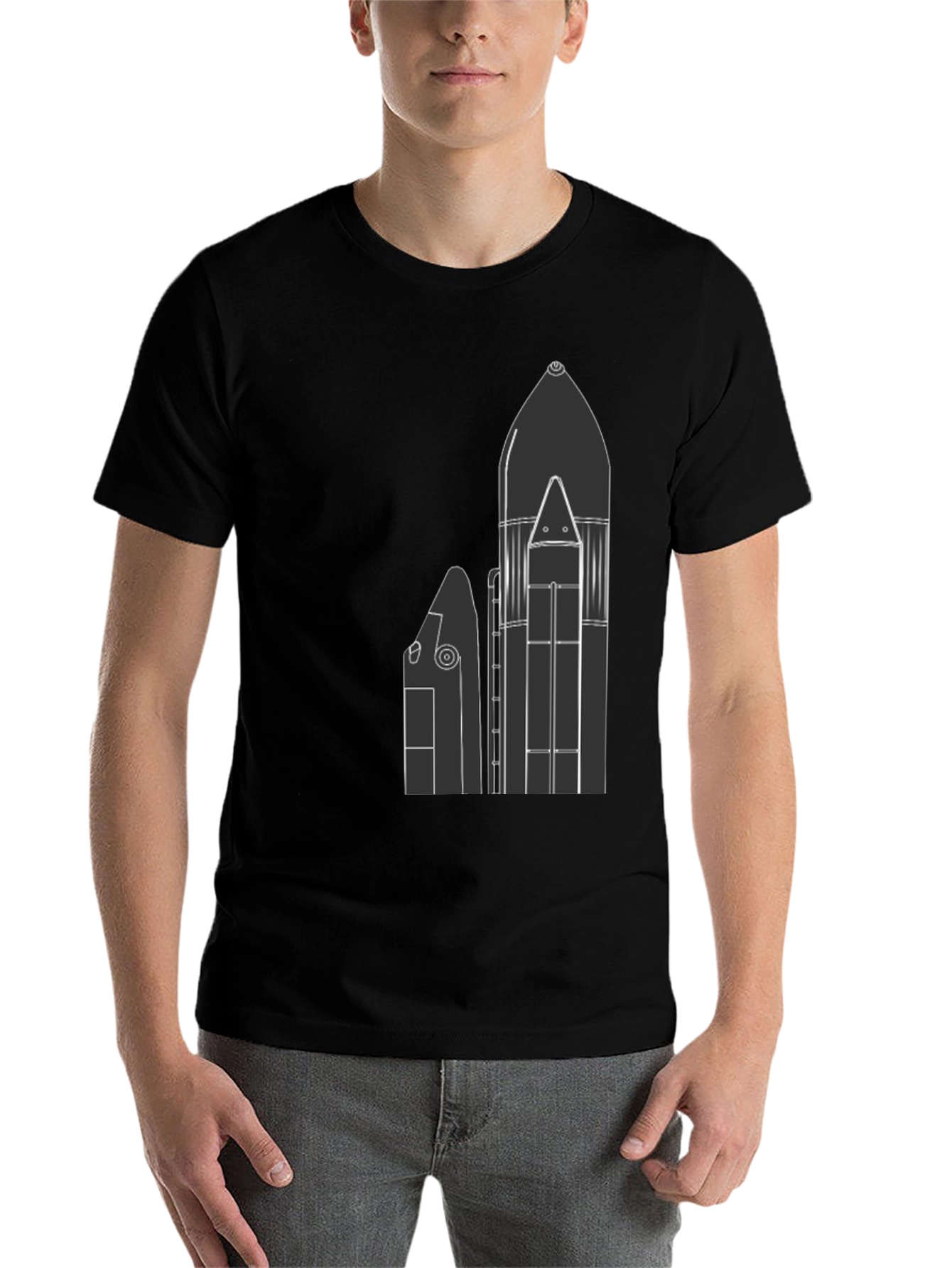 Black Space Shuttle T-Shirt - Black, Graphic Print view 7