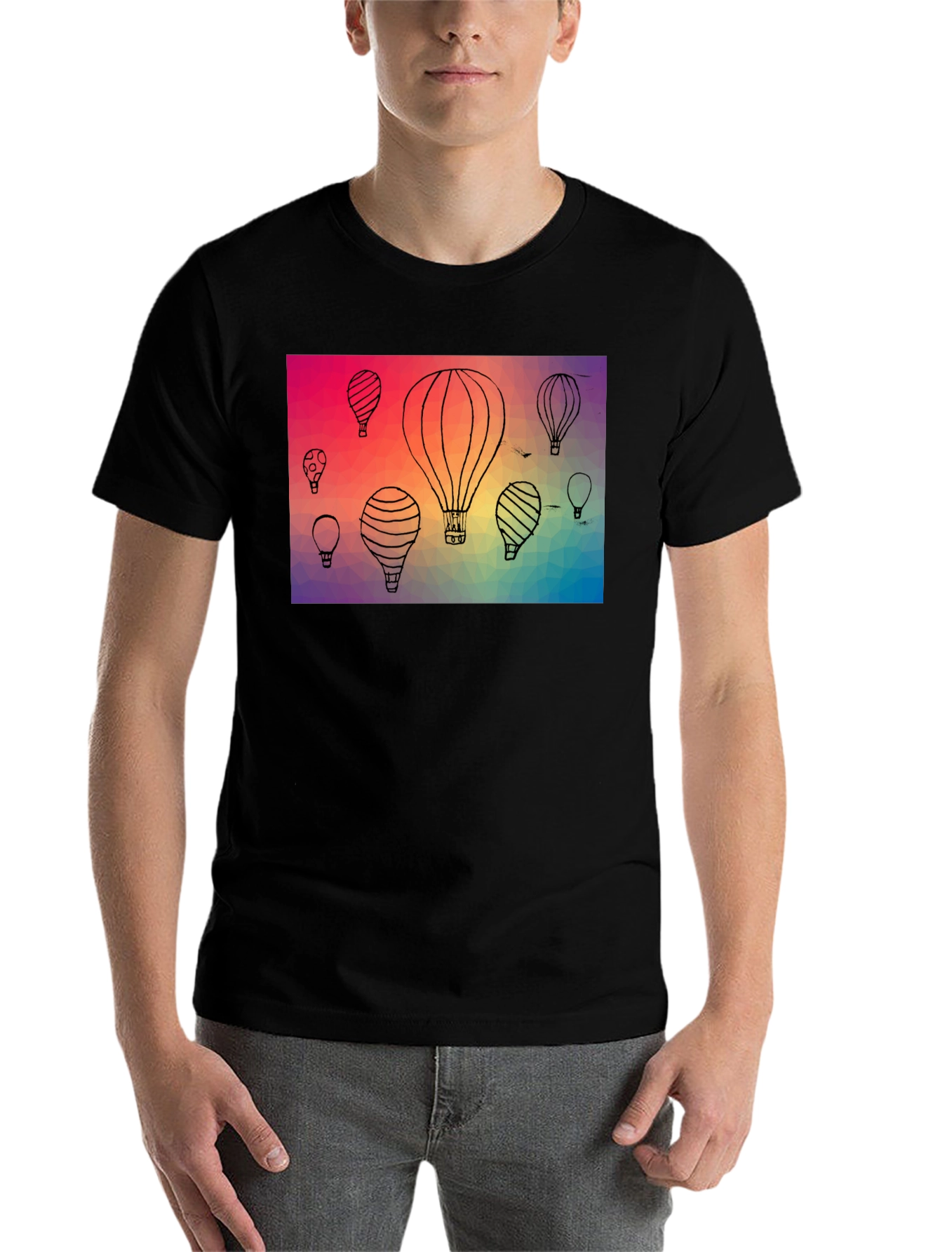 Black Hot Air Balloon Graphic Tee - Black view 7