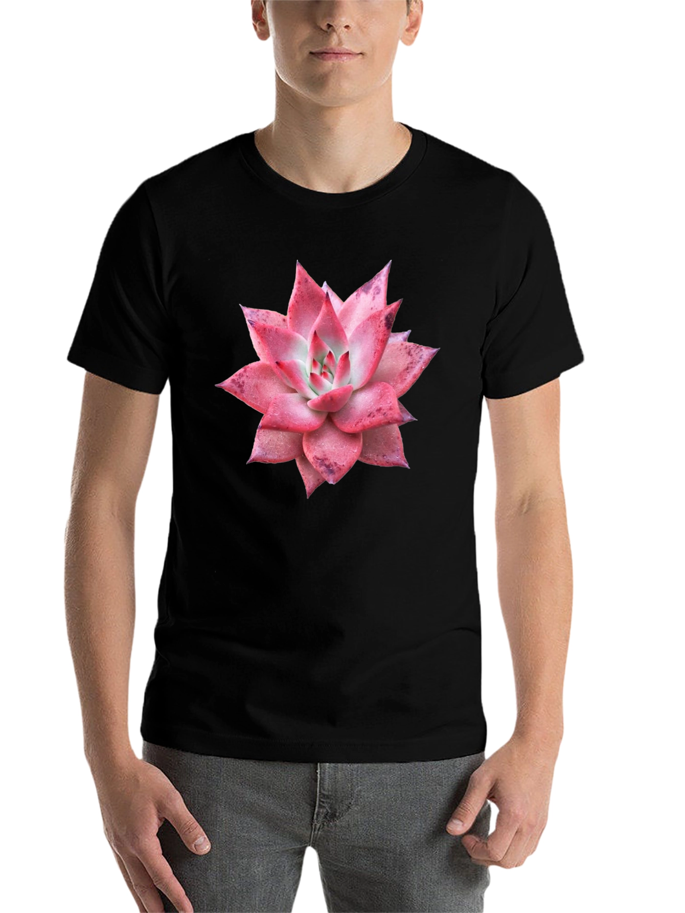 Black Succulent Graphic Tee - Black Cotton T-Shirt view 7