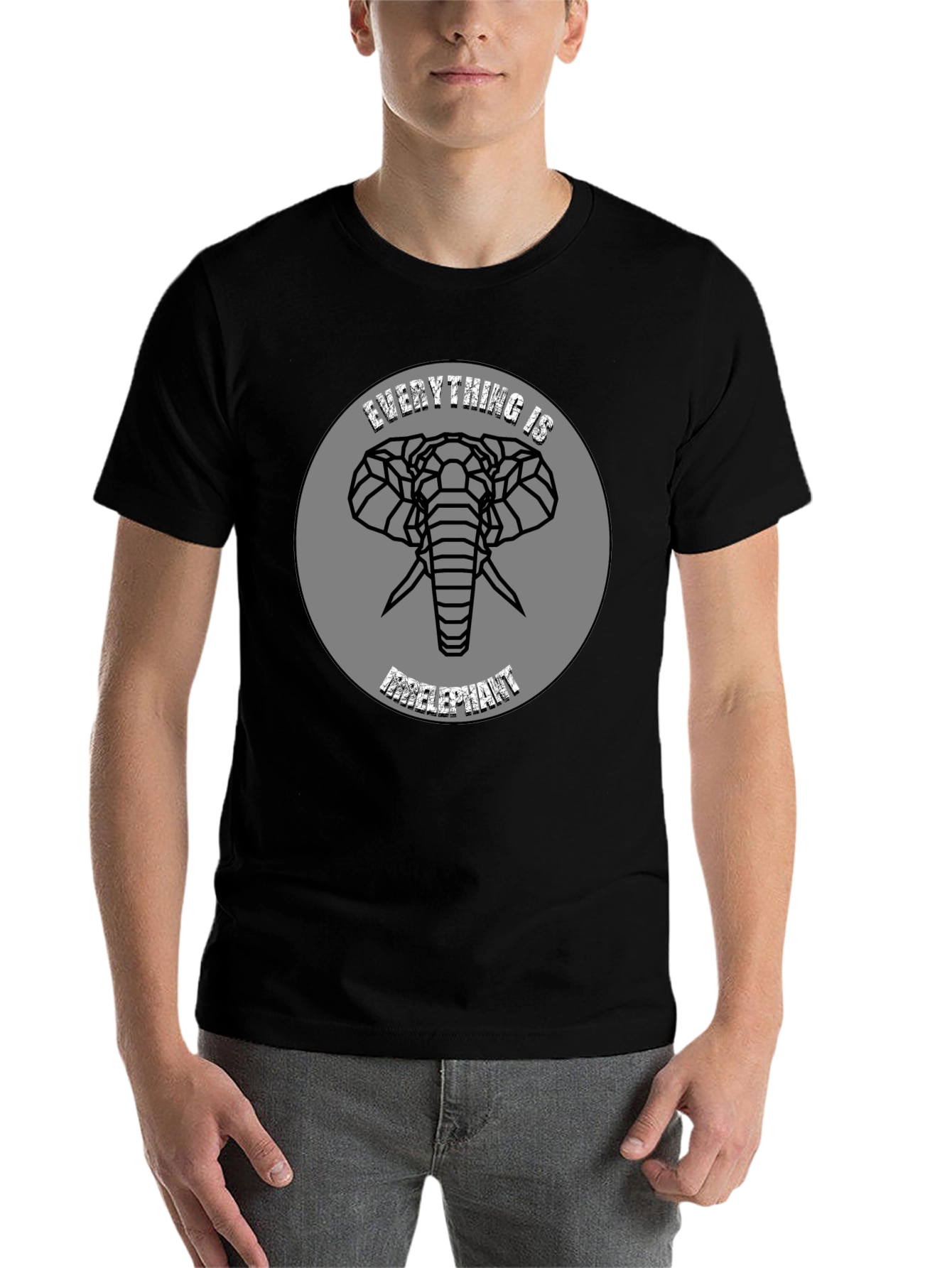 Black Geometric Elephant T-Shirt - Stylish Graphic Tee view 7