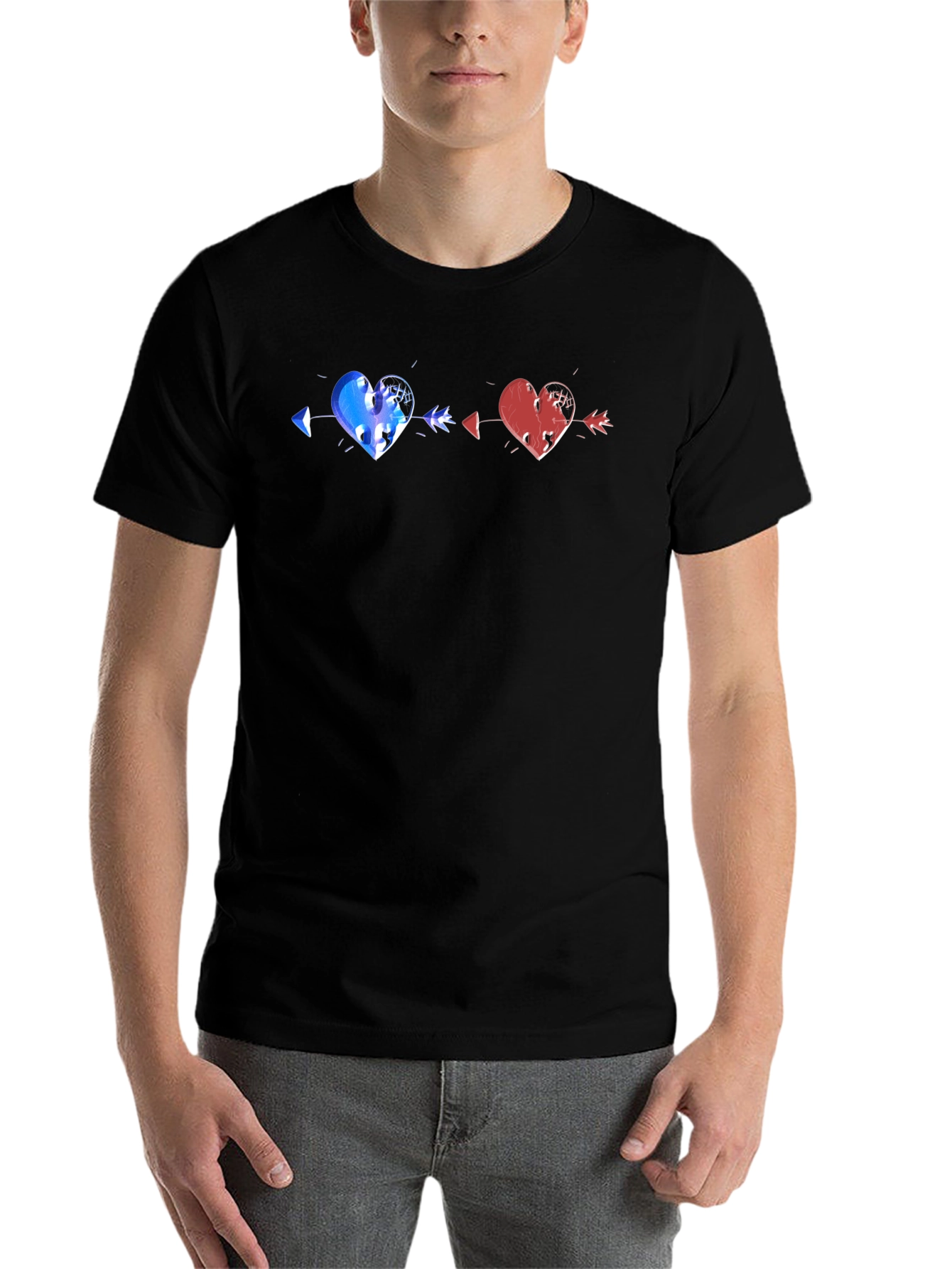 Black Heart Arrow T-Shirt - Black Cotton Graphic Tee view 7