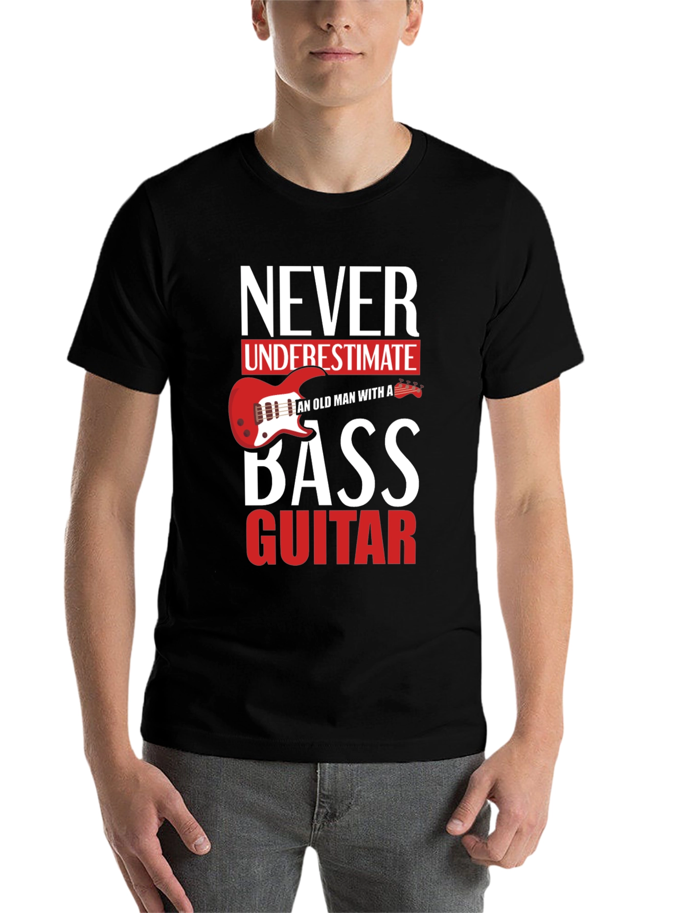 Black Never Underestimate Old Man With a Bass Guitar T-Shirt view 7