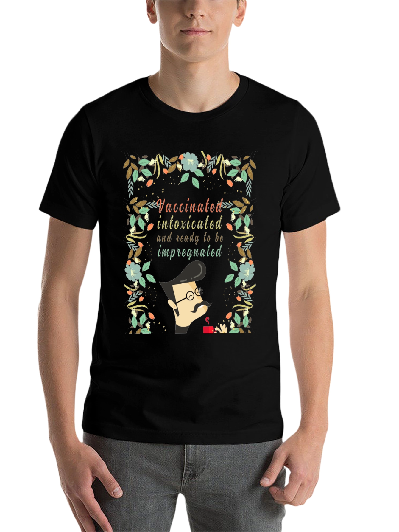 Black Vaccinated Intoxicated Ready T-Shirt view 7