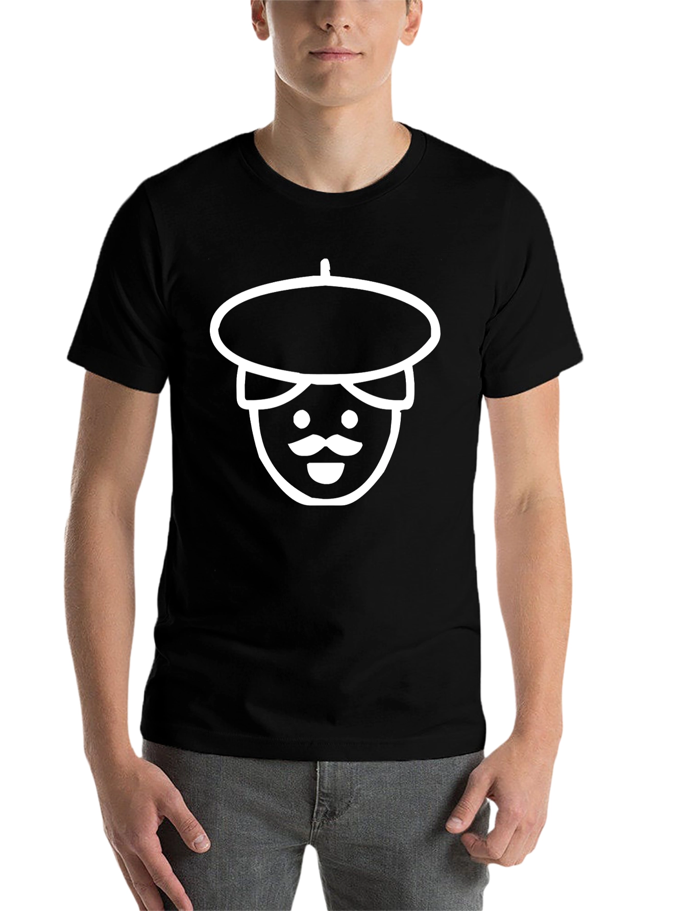 Black Beret Man Graphic T-Shirt - Unique Design view 7