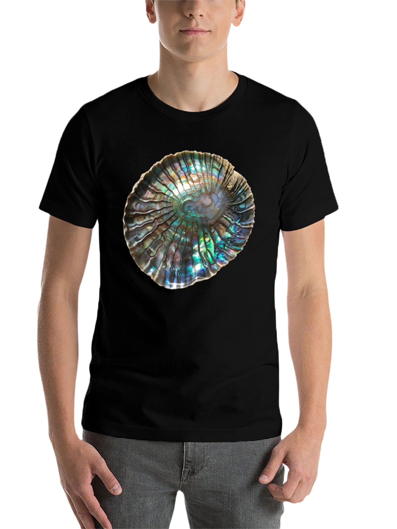 Black Iridescent Abalone Shell Graphic Tee - Unisex view 7